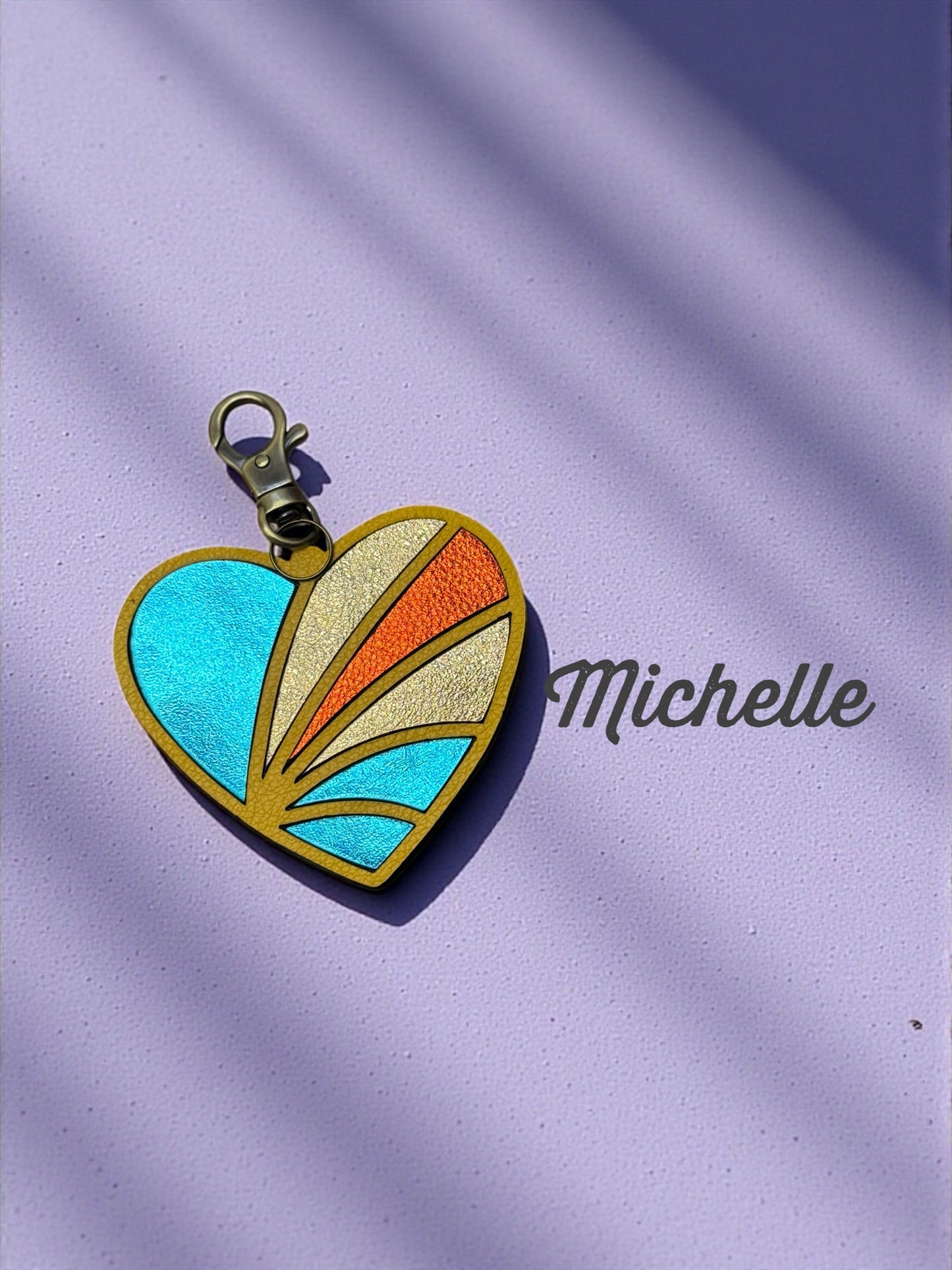 Mosaic Heart Leather Bag Charms