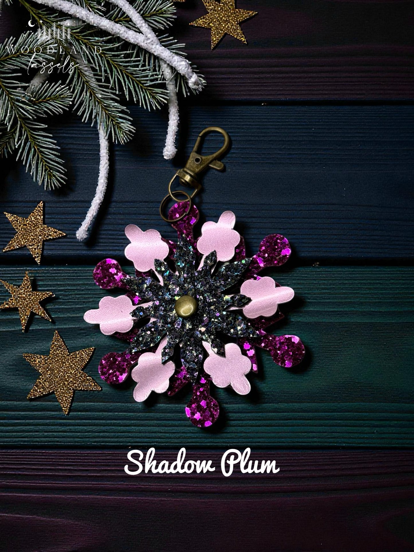 Snowflake Leather Purse Charm