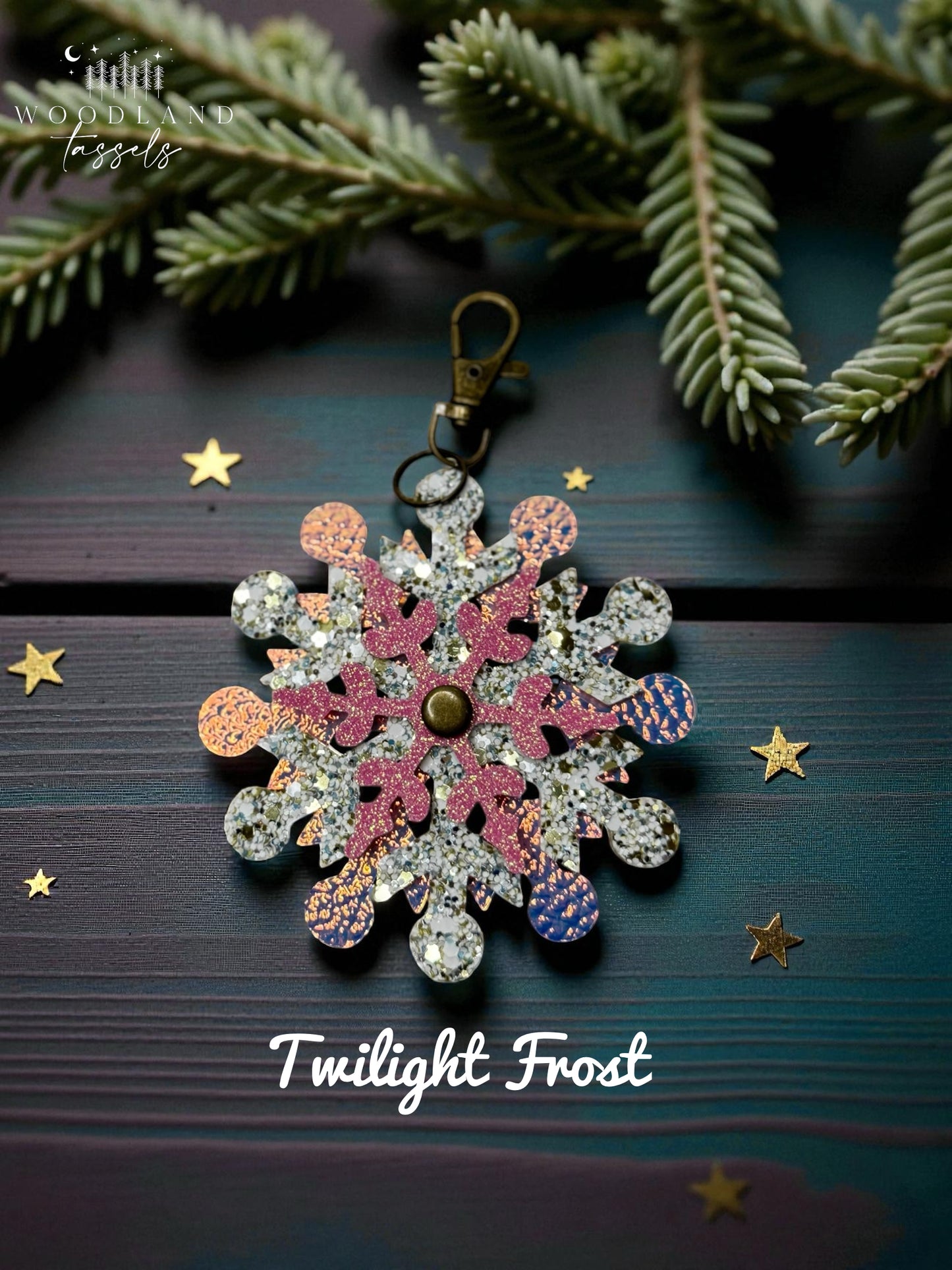 Snowflake Leather Purse Charm