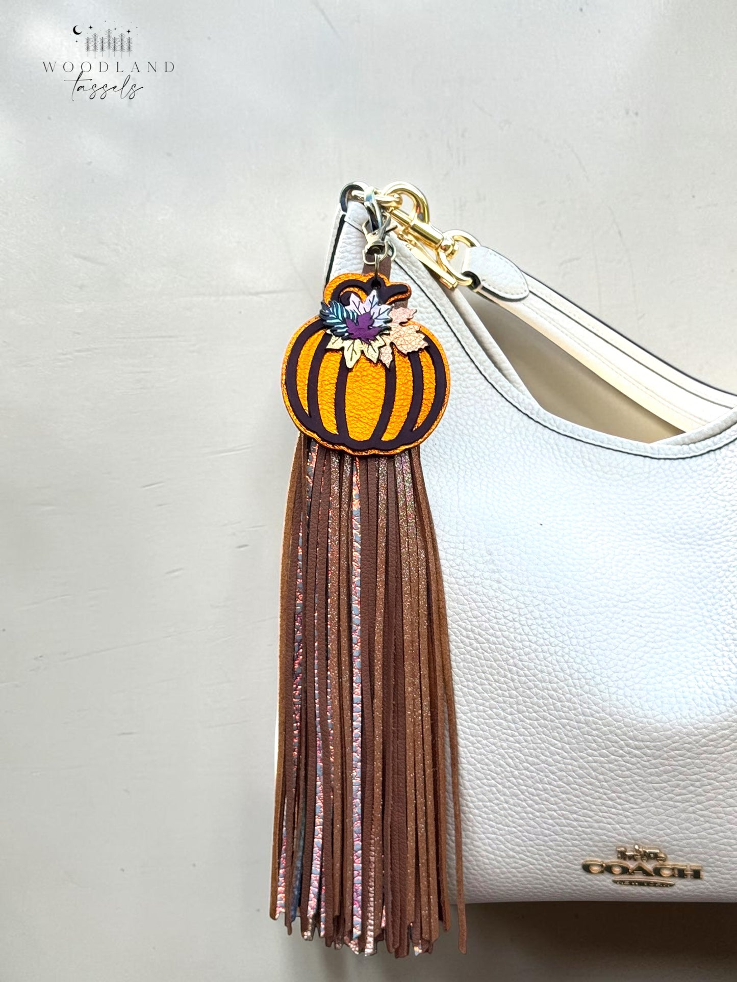 Woodland Sparkle Leather Tassel Bag Charm