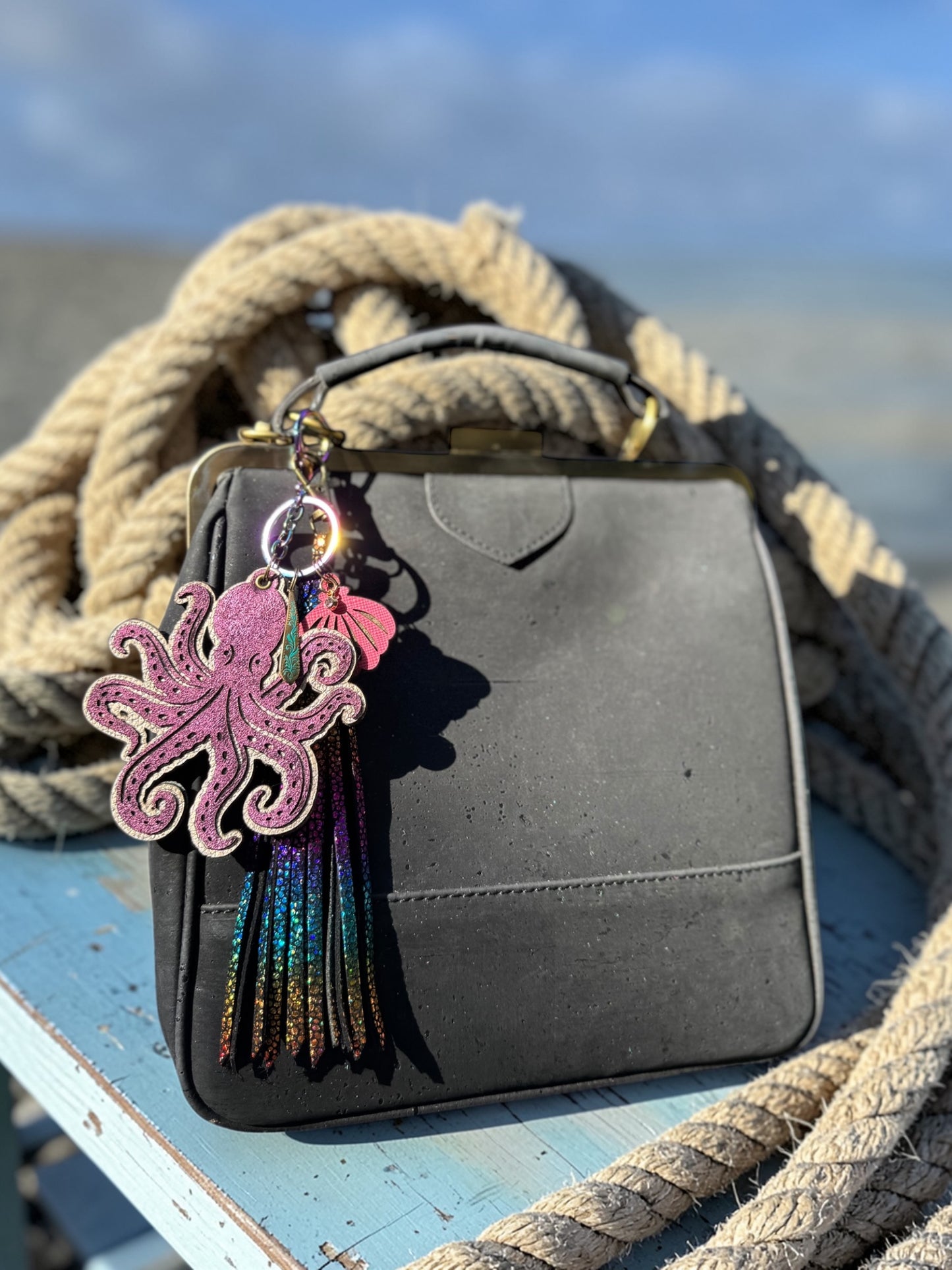 Octopus Leather Bag Charm