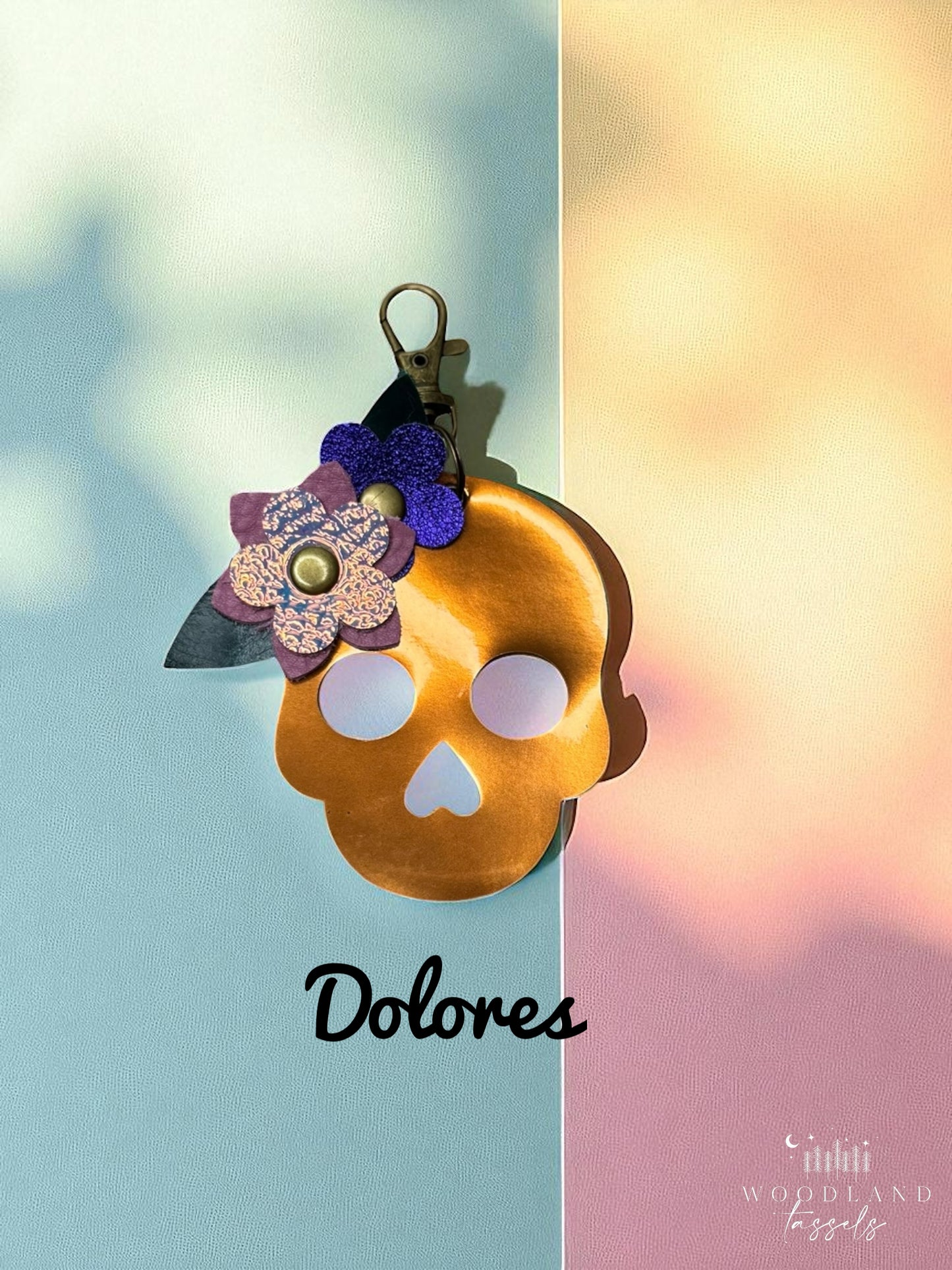Sugar Skull Leather Purse Charms