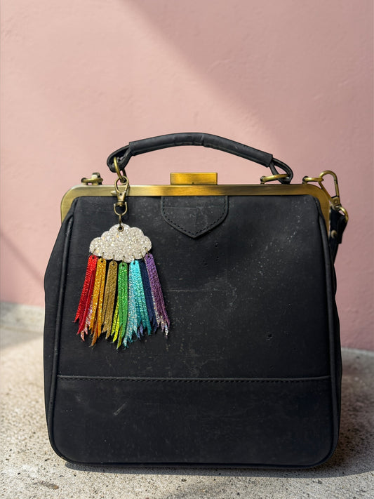 Cloudburst Rainstorm Leather Purse Charm