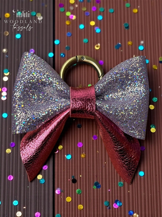 Sparkle Rose Leather Purse Bow