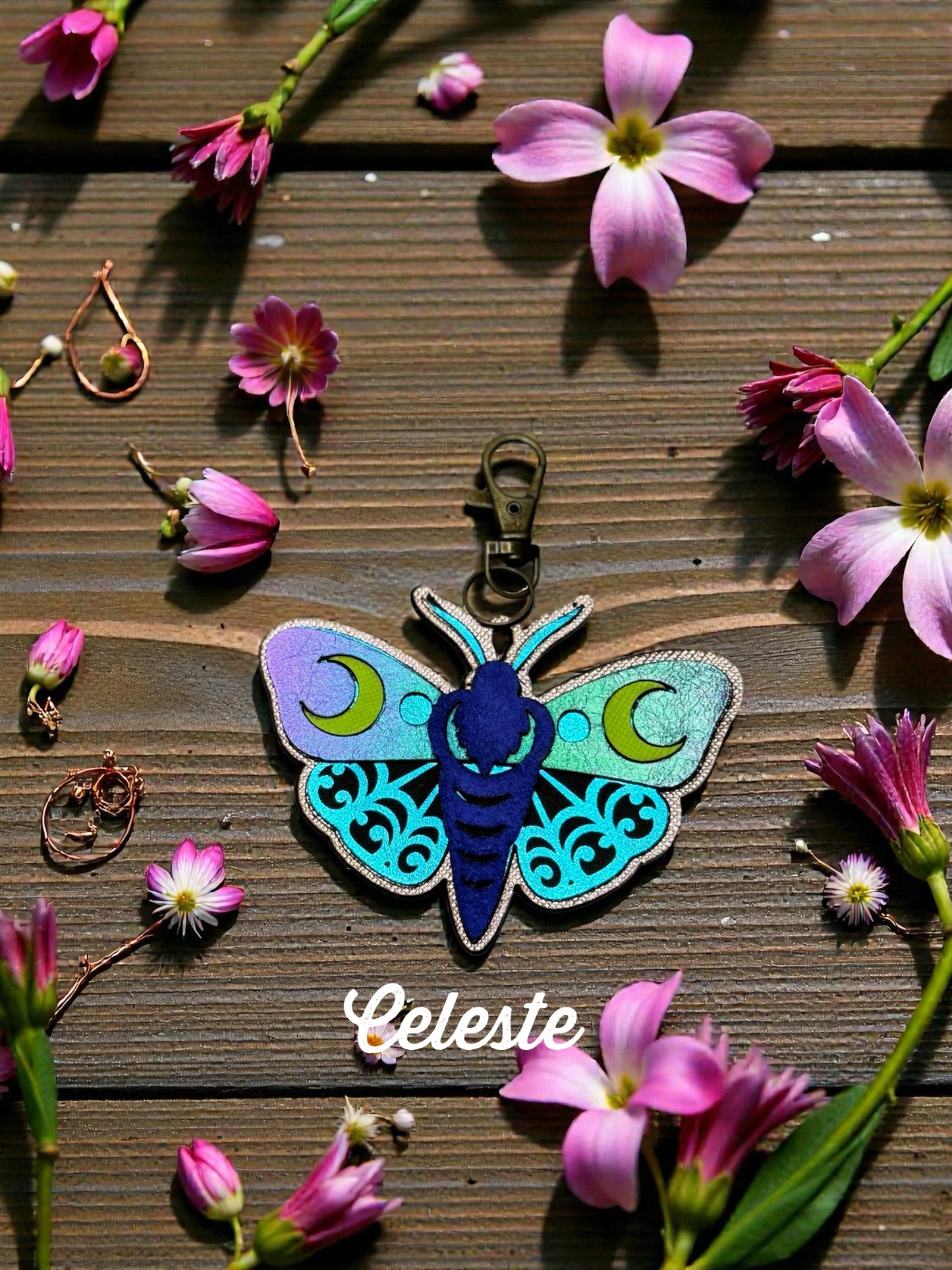 Luna Moth Leather Bag Charm