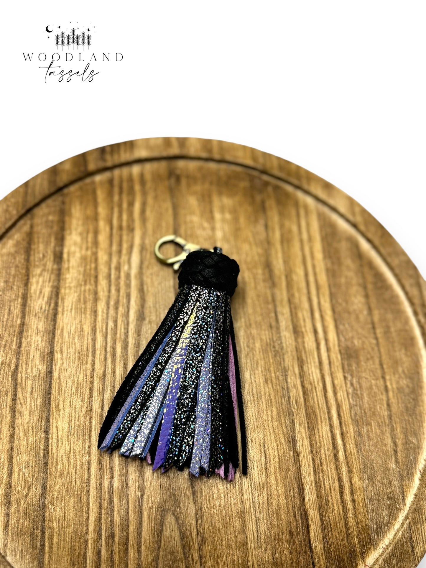 Black Pearl Leather Tassel