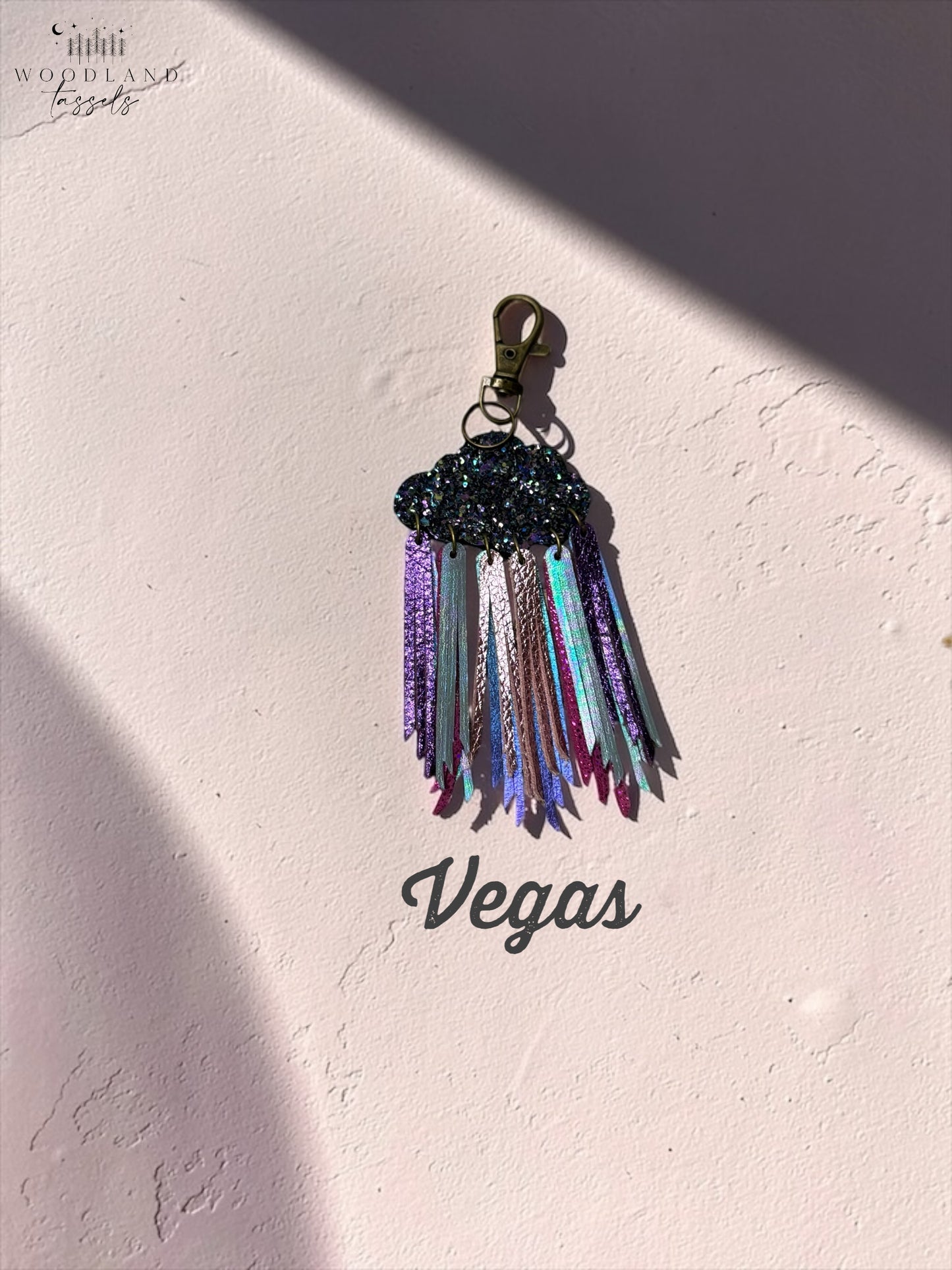 Cloudburst Rainstorm Leather Purse Charm