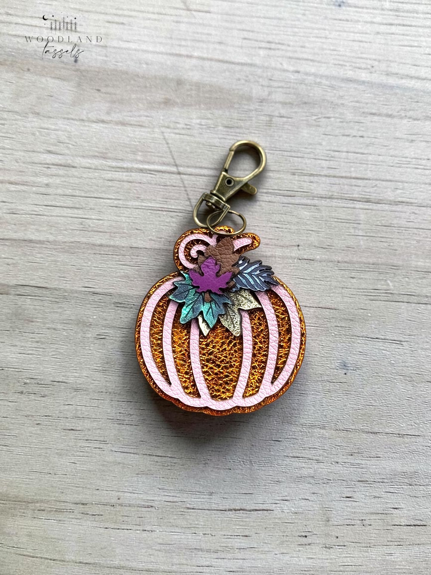 Autumn Pumpkin Leather Bag Charm