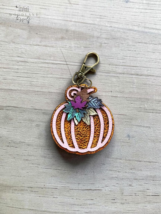 Autumn Pumpkin Leather Bag Charm