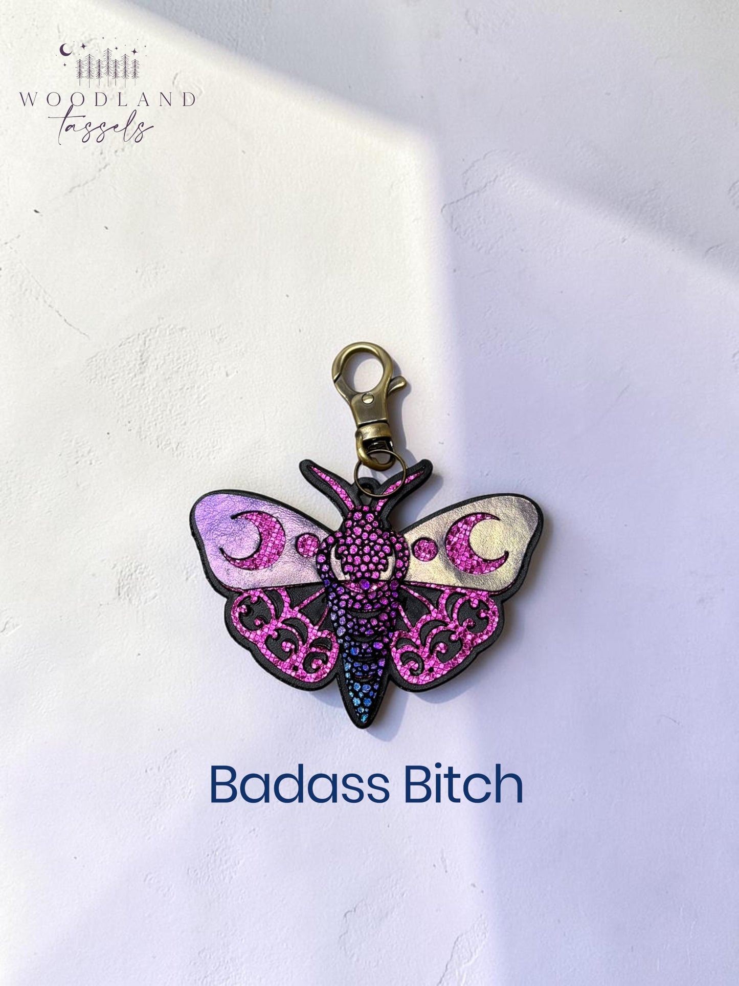 Luna Moth Leather Bag Charm