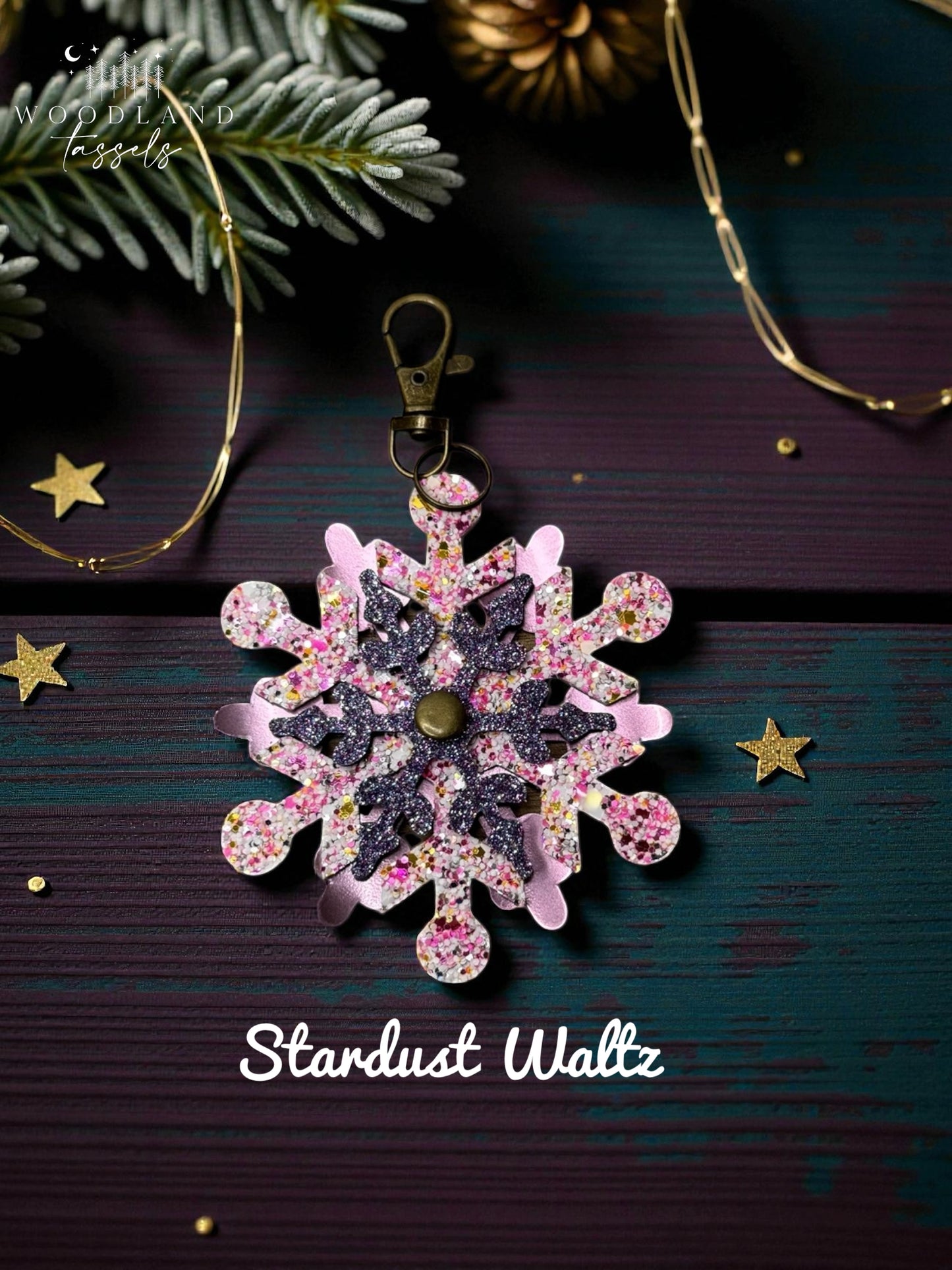 Snowflake Leather Purse Charm