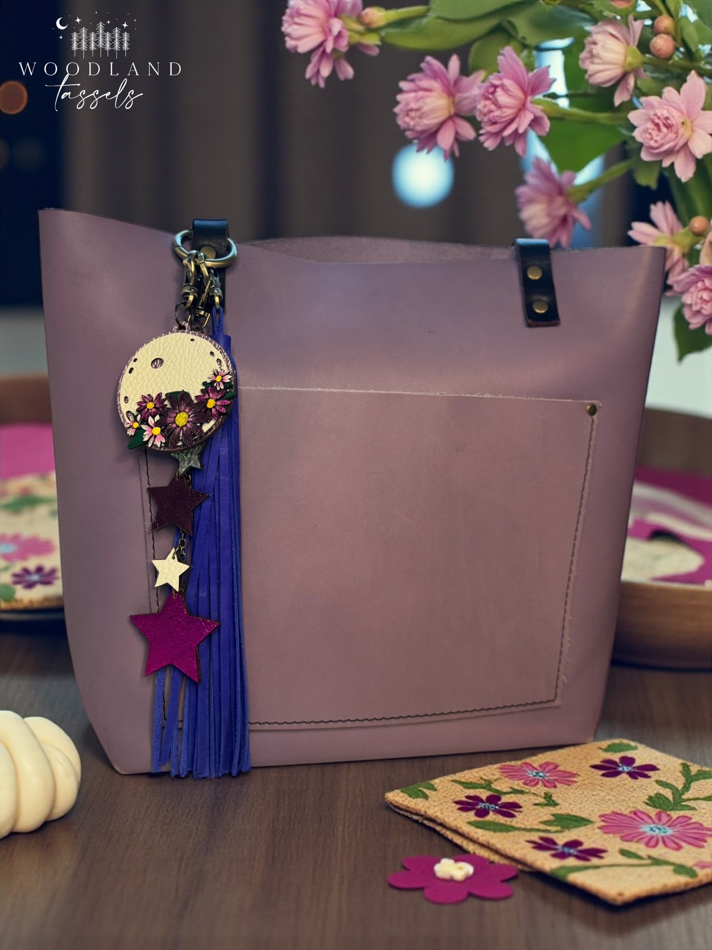 Falling Stars Leather Bag Charm