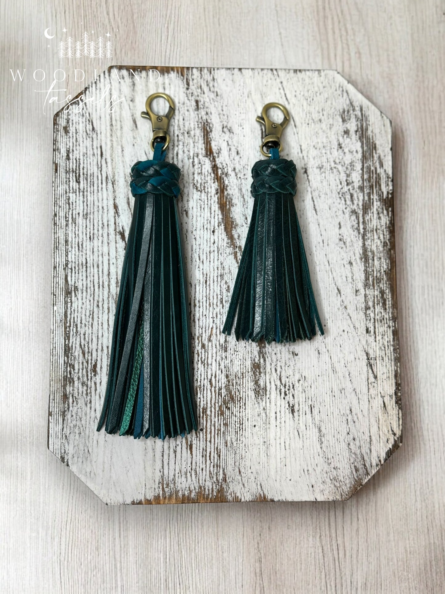 Dark Teal Leather Tassel