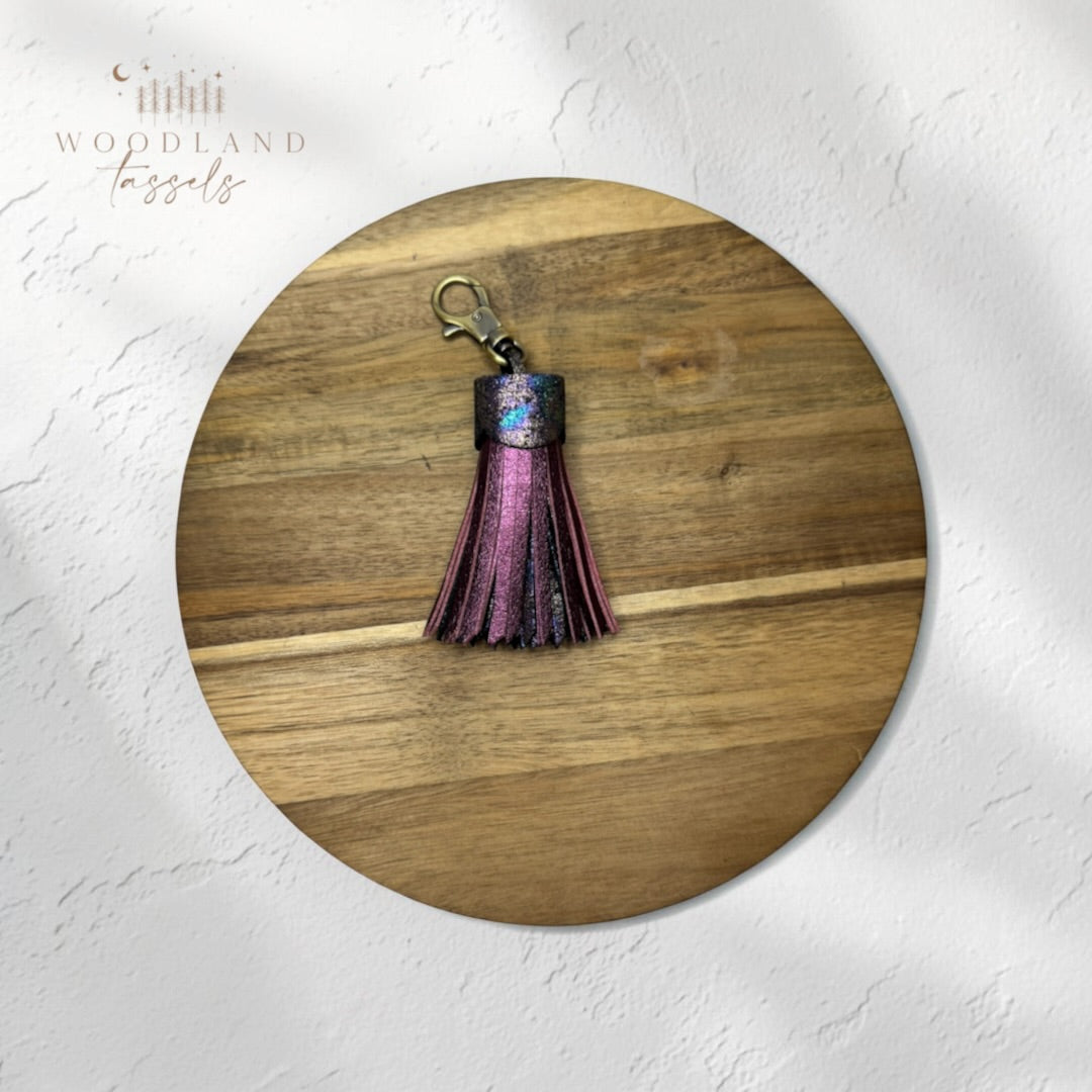 Mystic Raisin Leather Tassel | Bag Charm