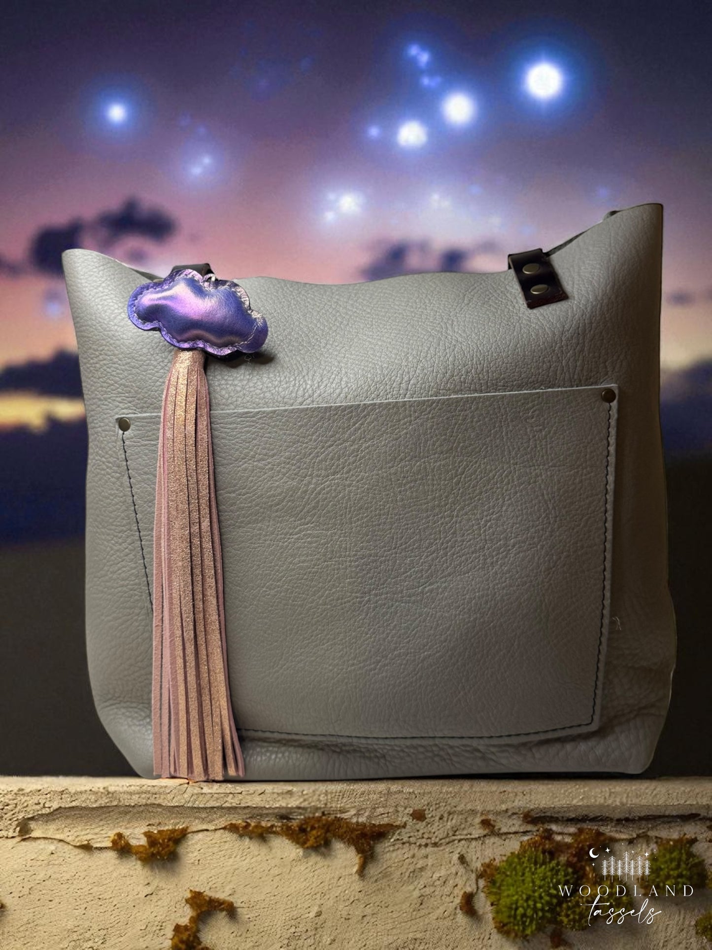 Puffy Cloud Leather Purse Charm