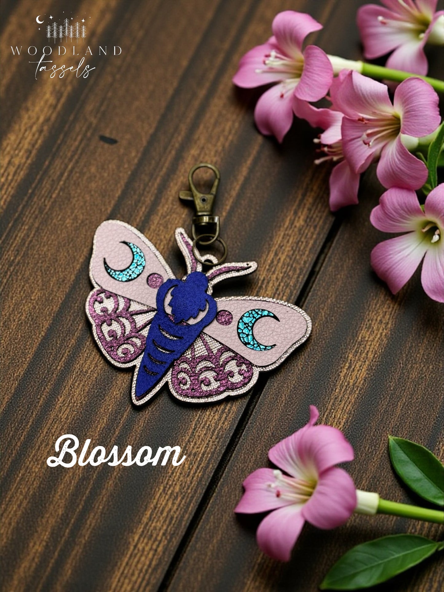 Luna Moth Leather Bag Charm