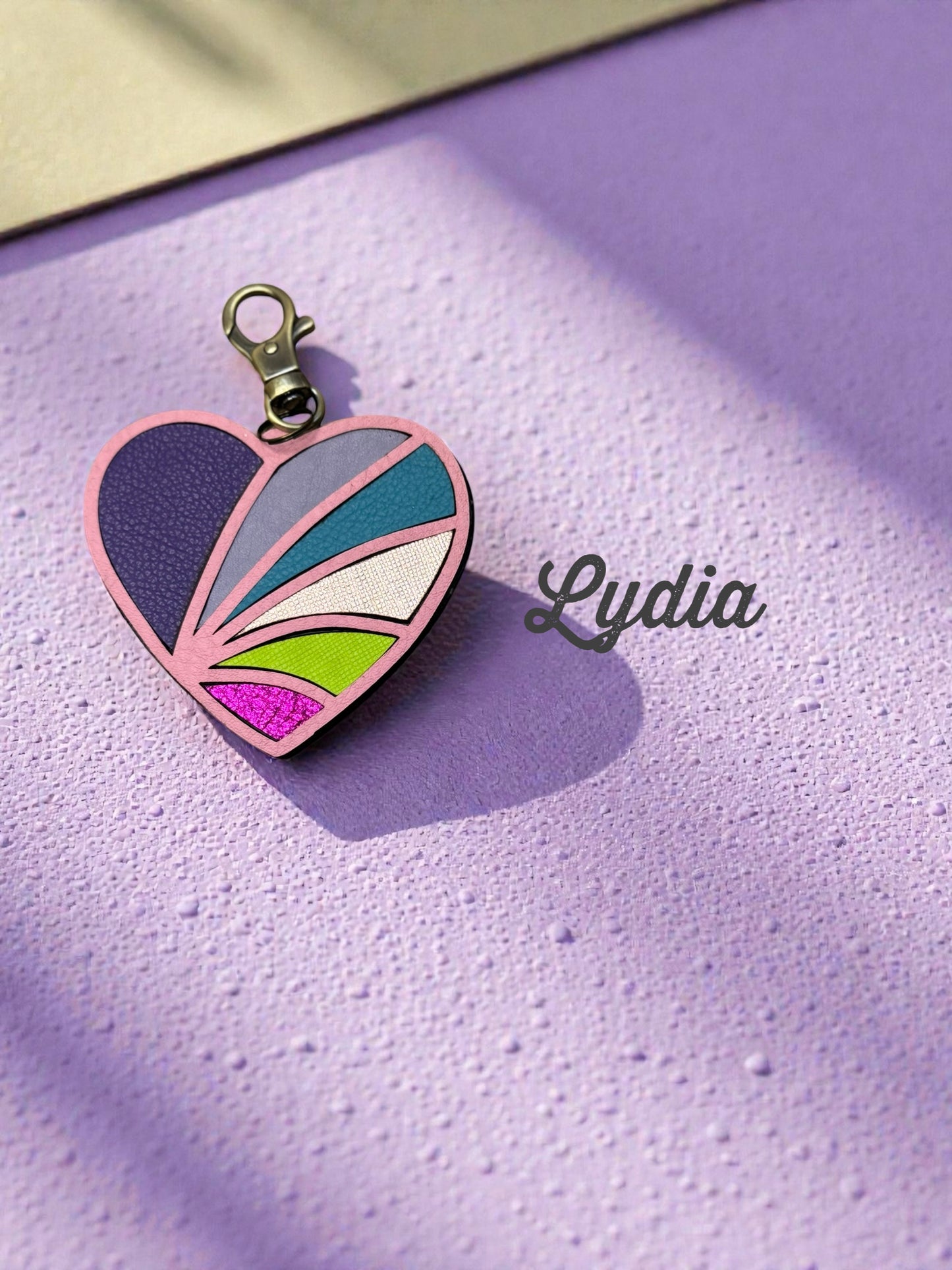 Mosaic Heart Leather Bag Charms