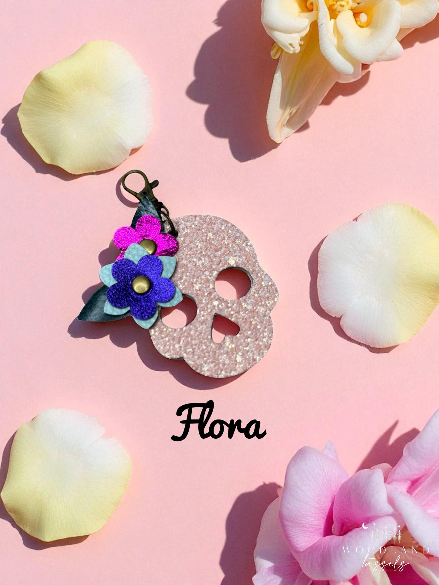 Sugar Skull Leather Purse Charms