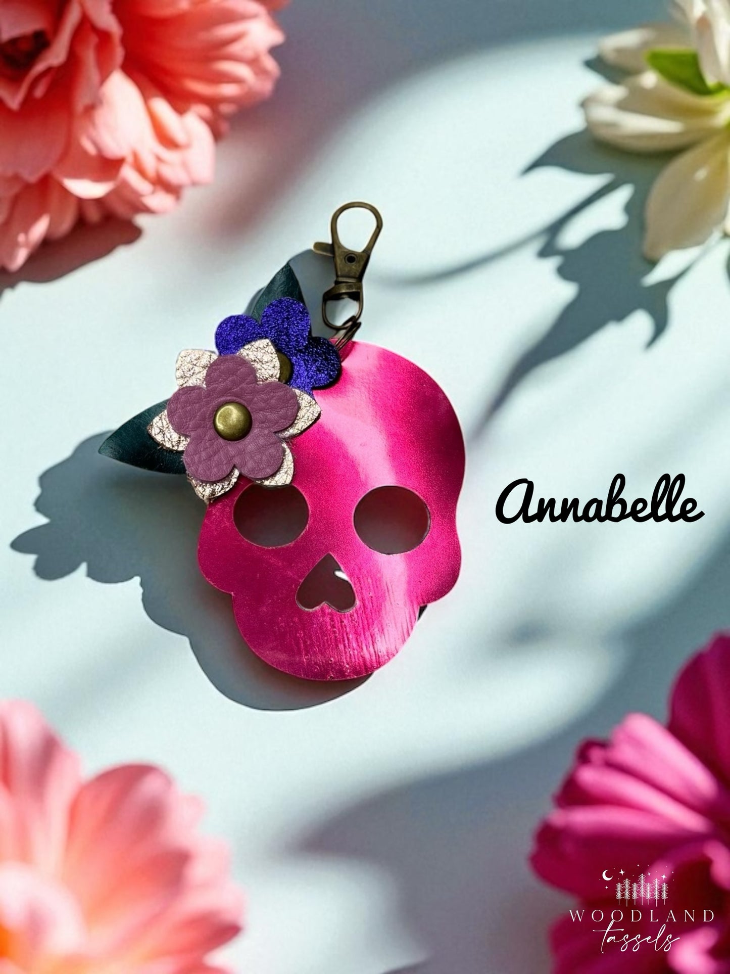 Sugar Skull Leather Purse Charms
