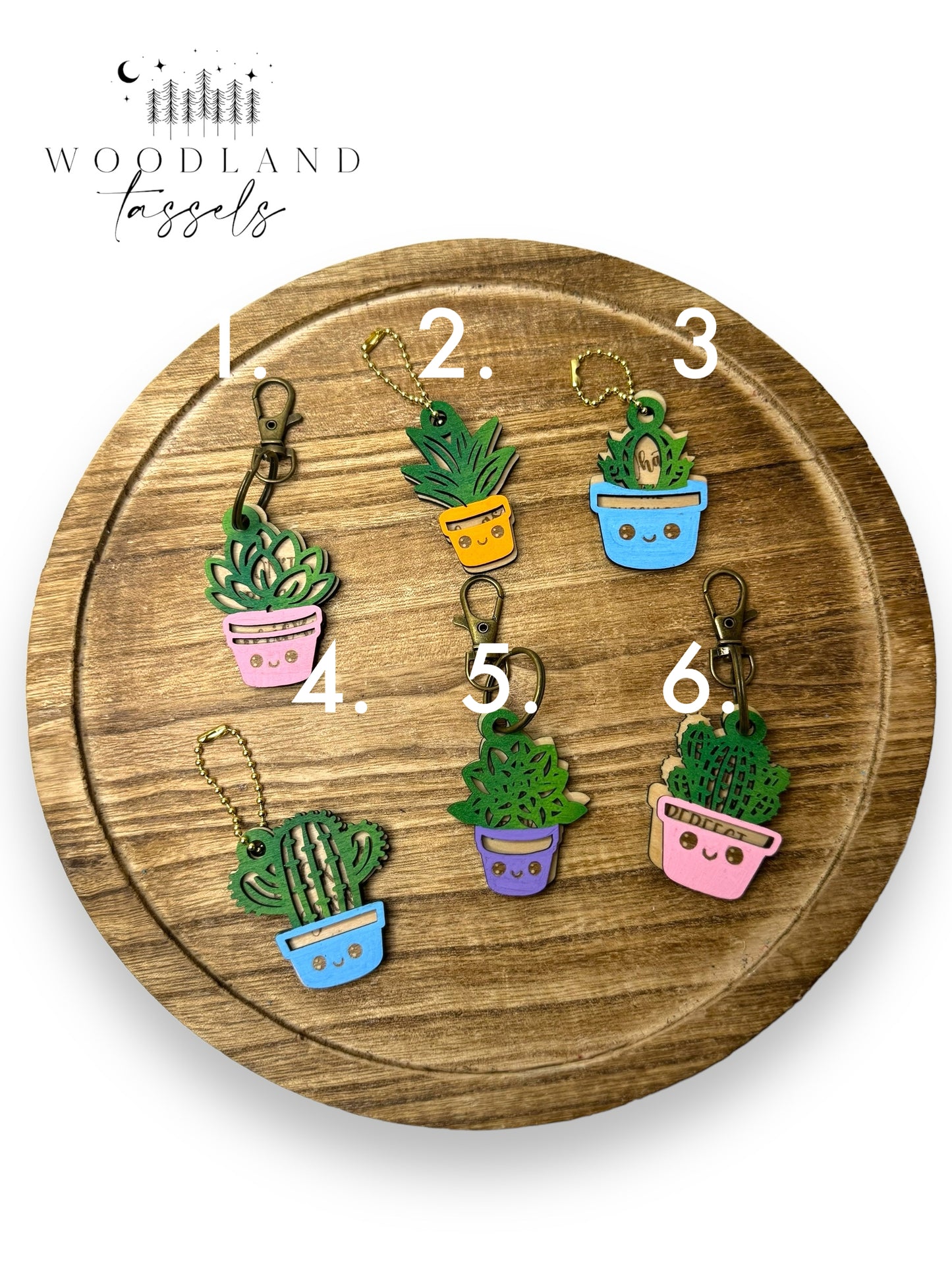 Sassy Succulent Wood Bag Charm