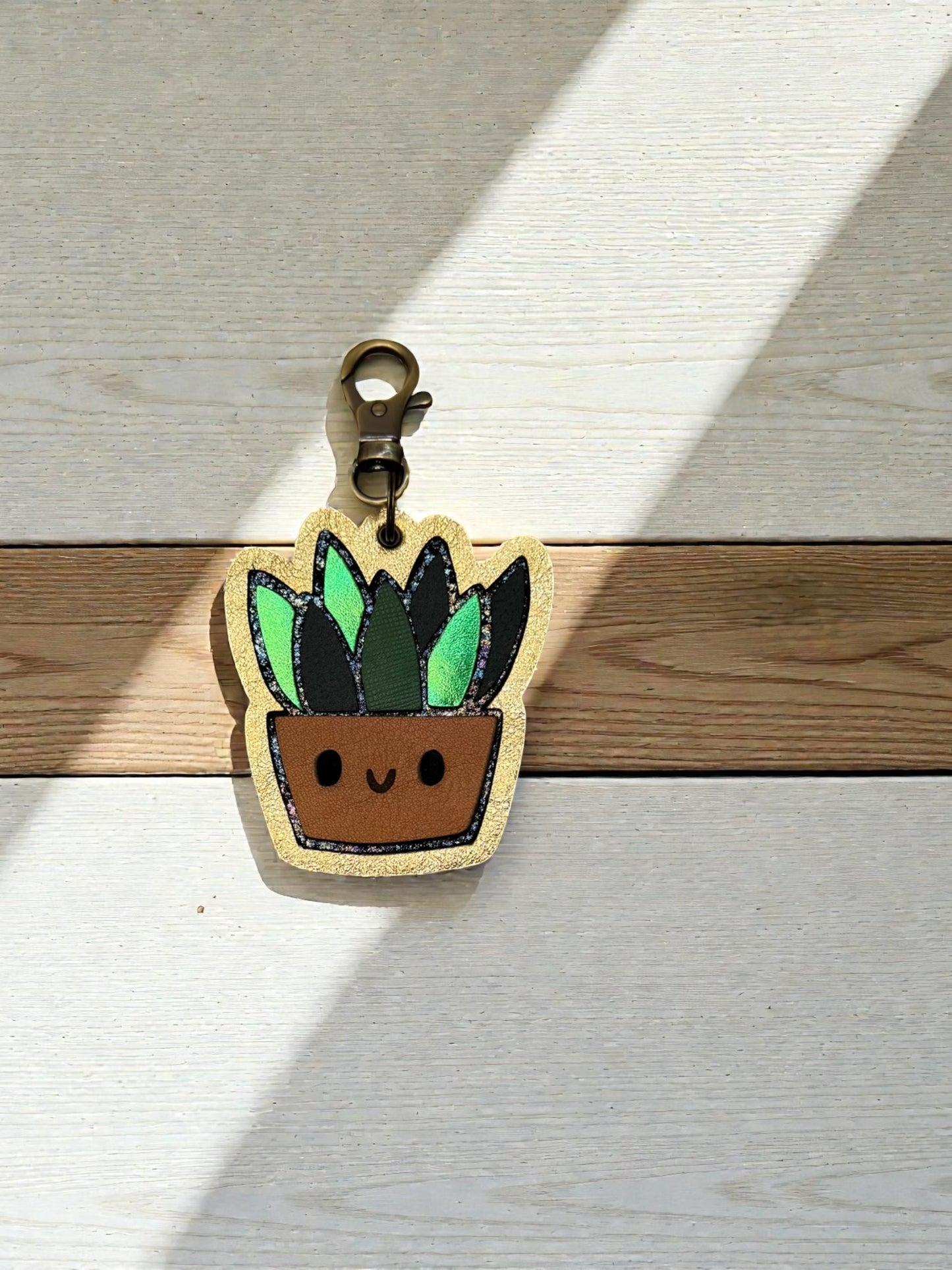 Happy Plants Leather Bag Charm