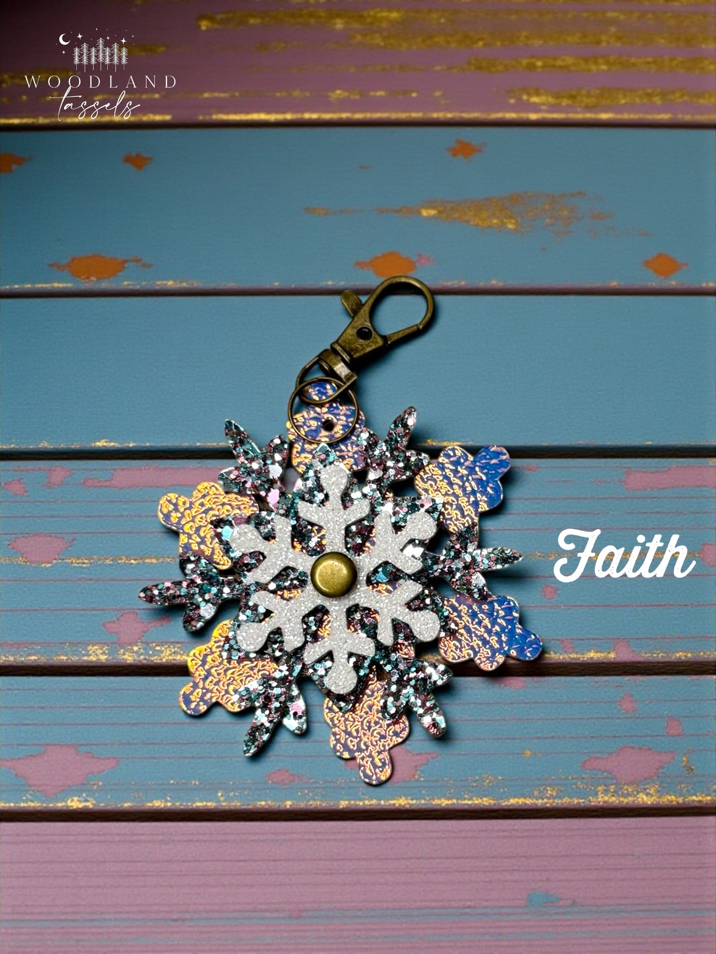 Snowflake Leather Bag Charm