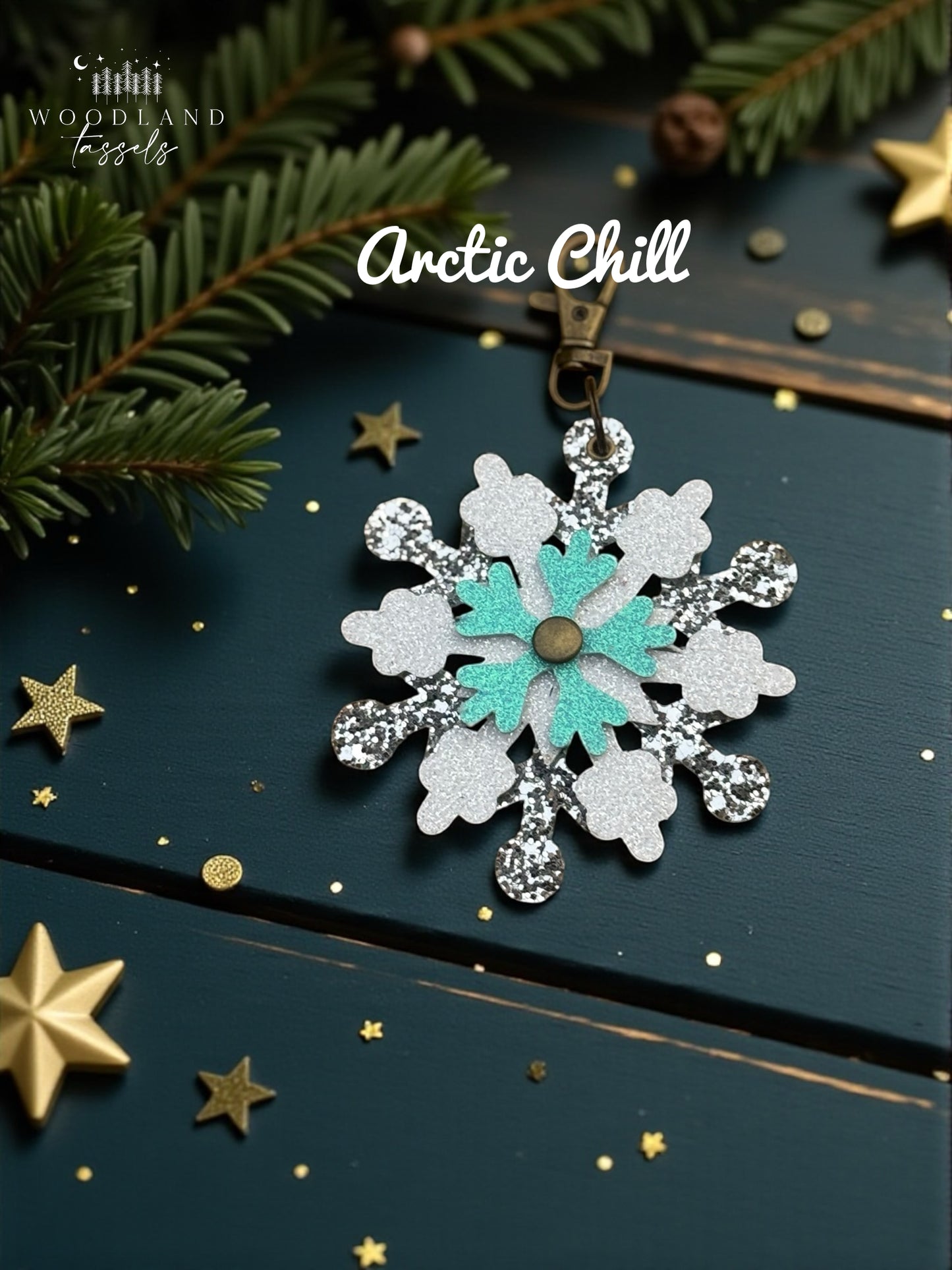 Snowflake Leather Purse Charm