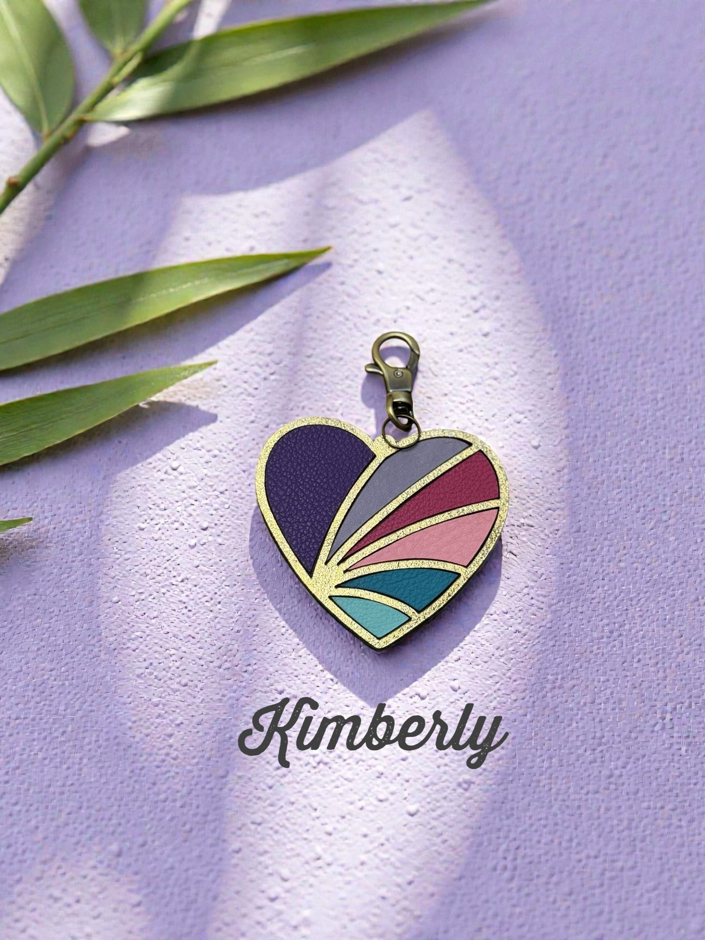 Mosaic Heart Leather Bag Charms