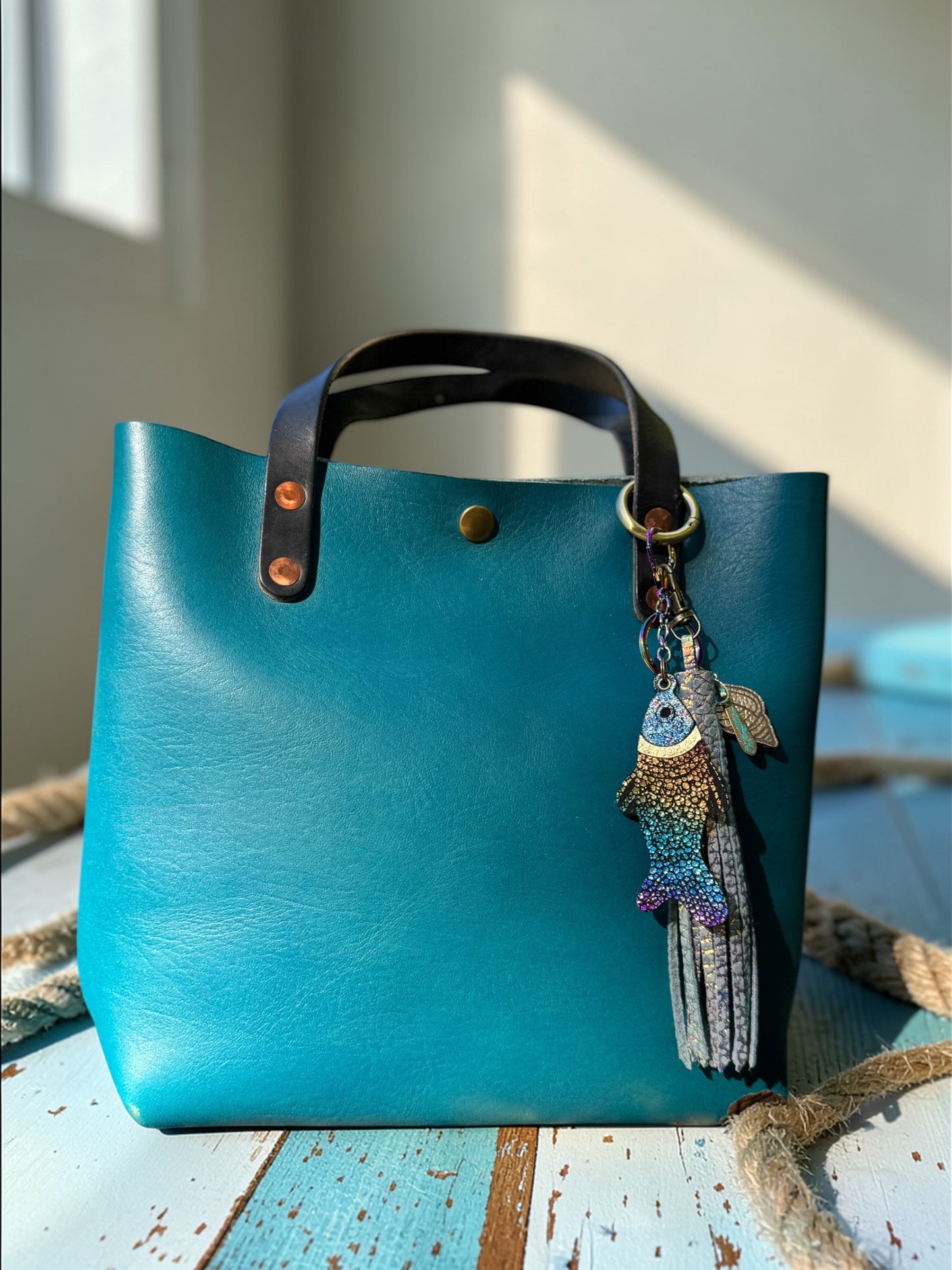 Fancy Fish Leather Bag Charm