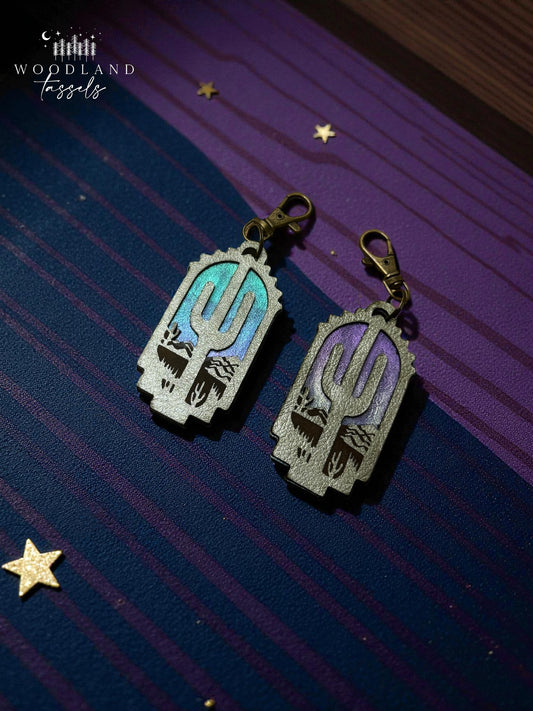 Cactus Leather Purse Charm