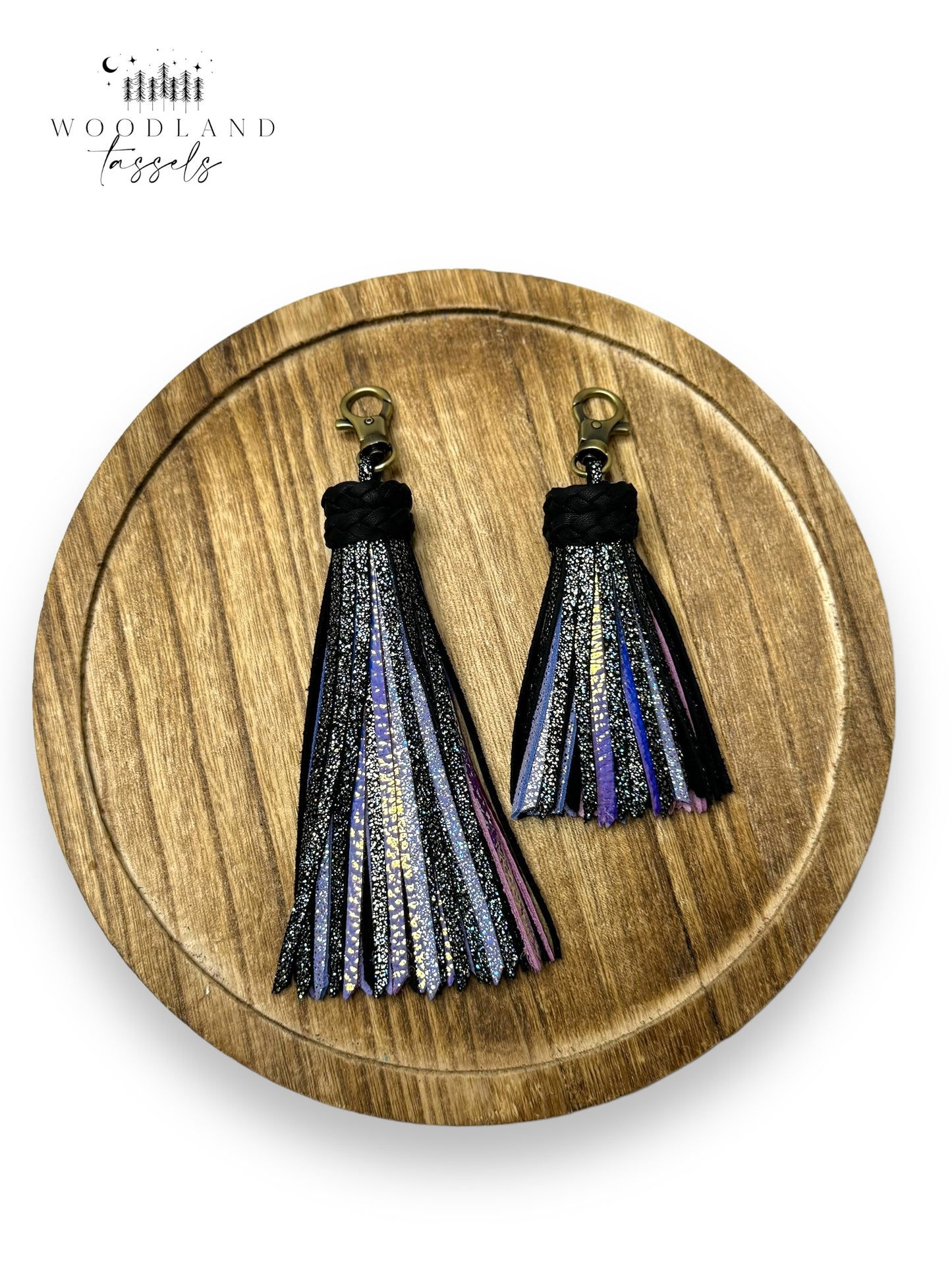 Black Pearl Leather Tassel