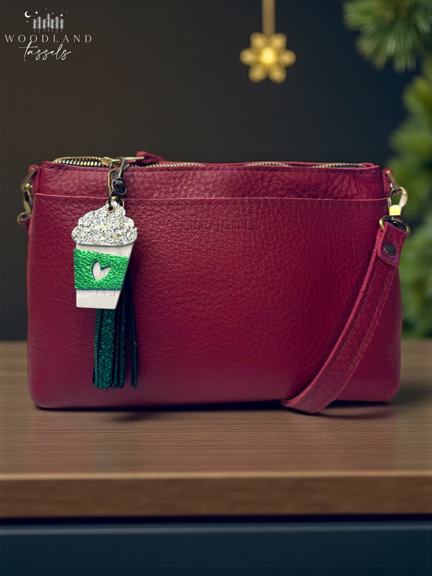 Latte Leather Purse Charm