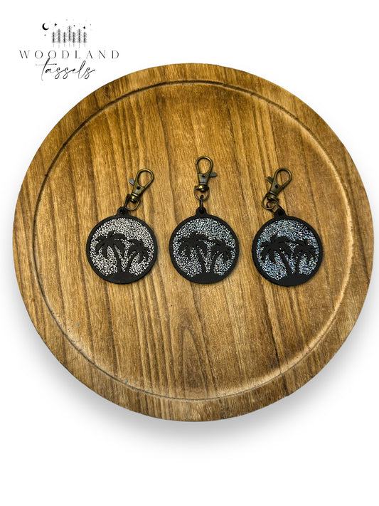 Night Palm Tree Leather Purse Charm