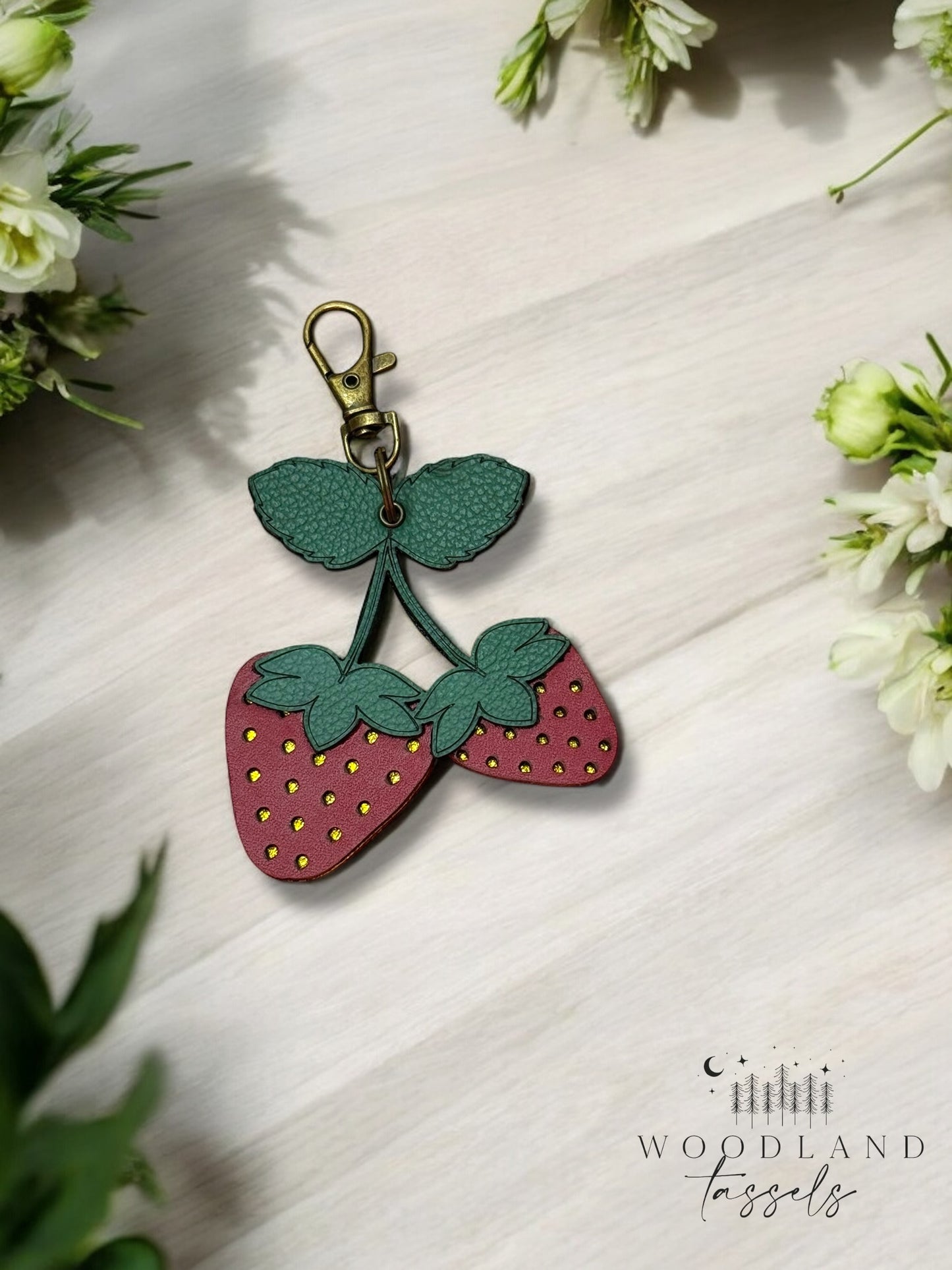 Wild Strawberry Leather Purse Charm