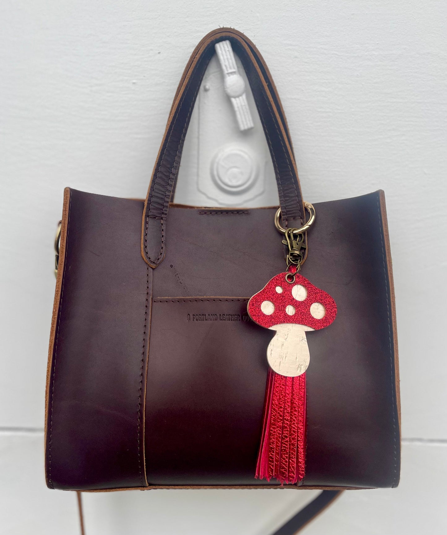 Magic Mushroom Leather Charm