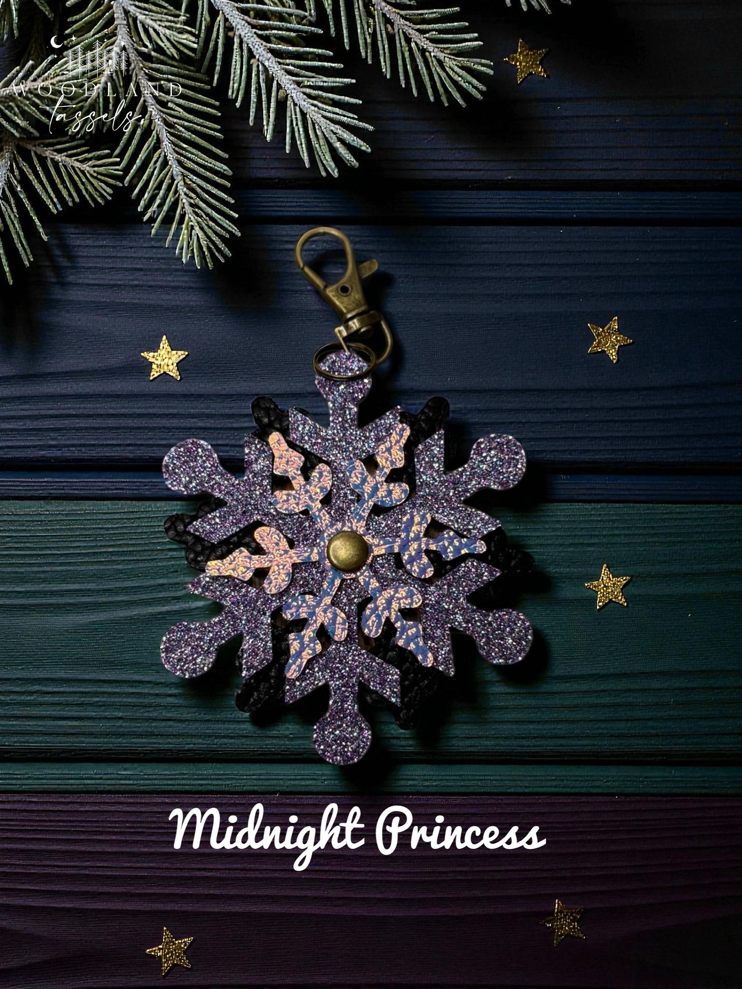 Snowflake Leather Purse Charm