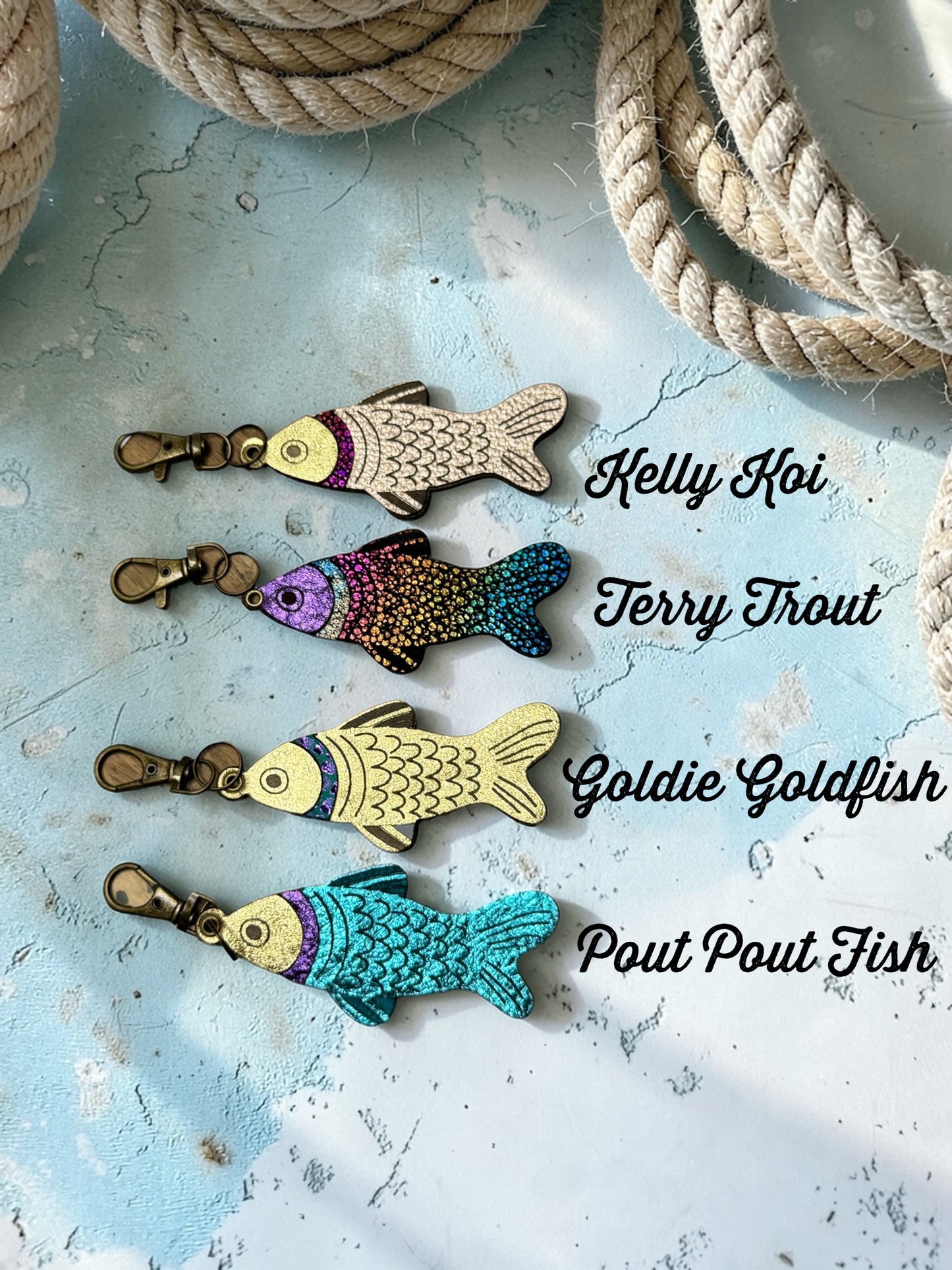 Fancy Fish Leather Bag Charm