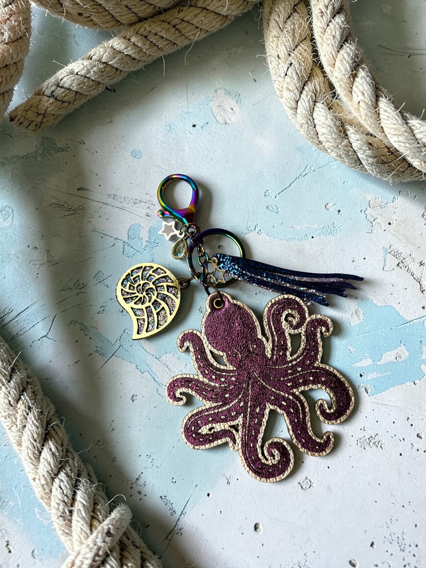 Octopus Leather Bag Charm