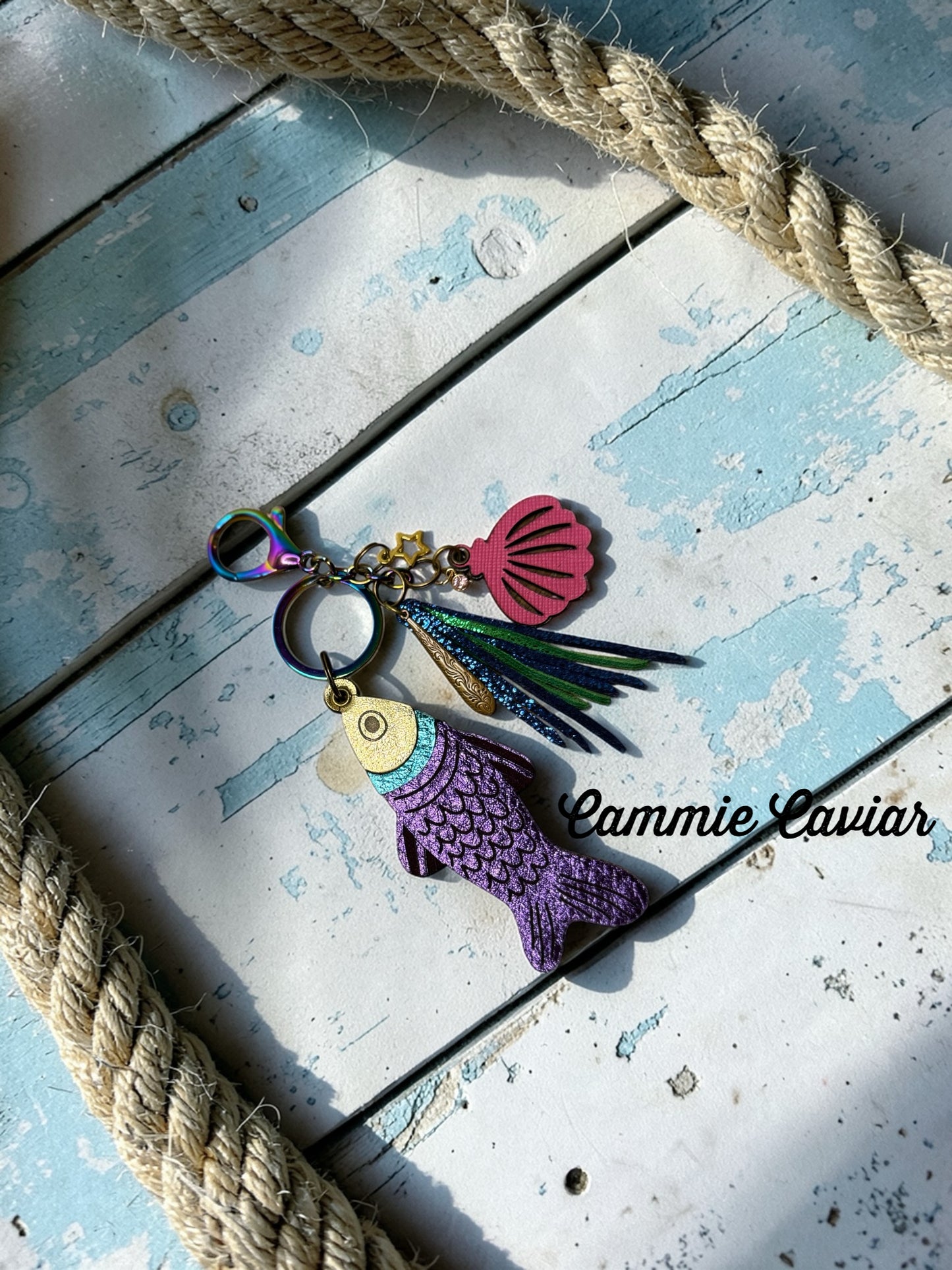 Fancy Fish Leather Bag Charm