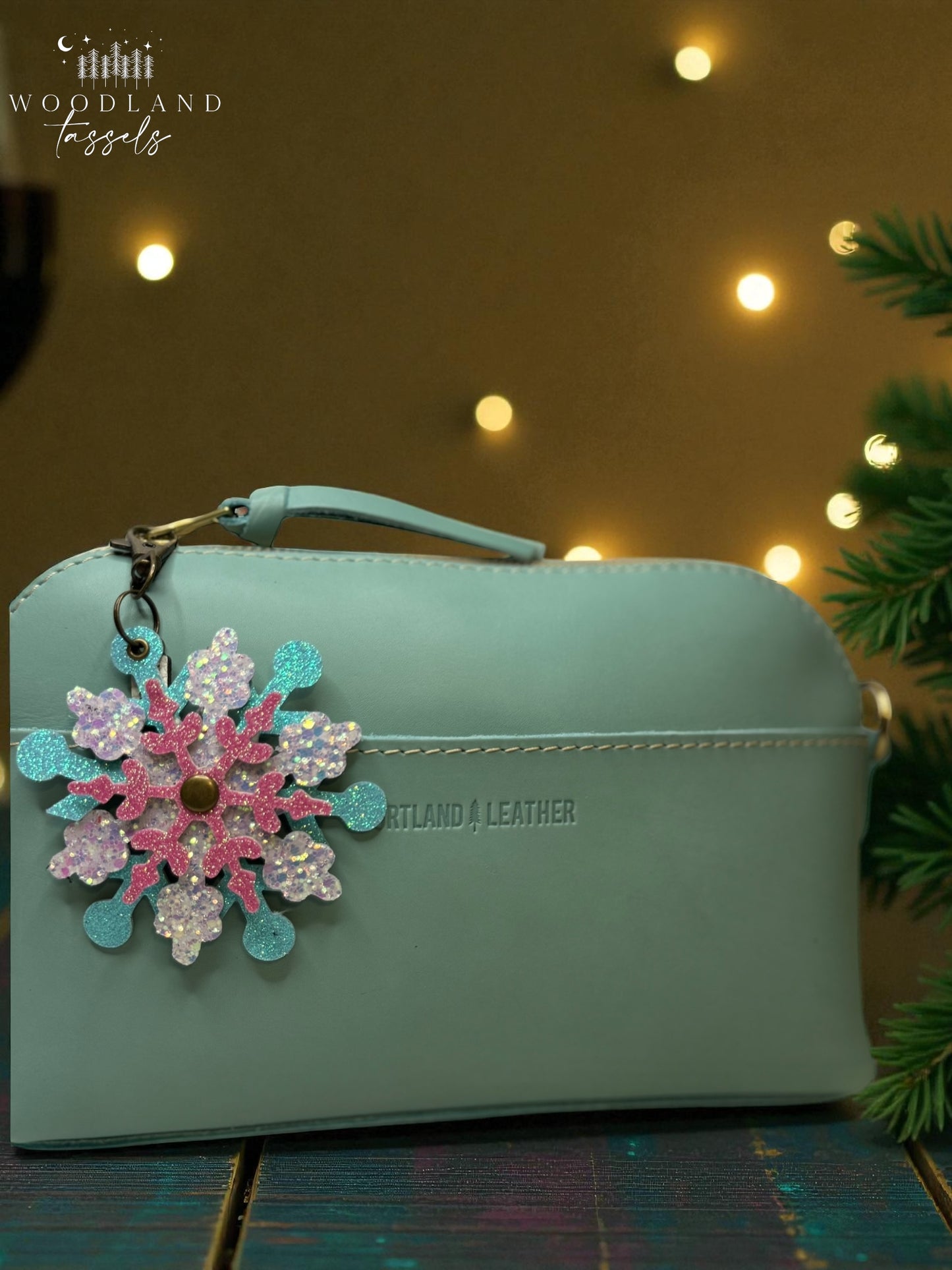 Snowflake Leather Purse Charm