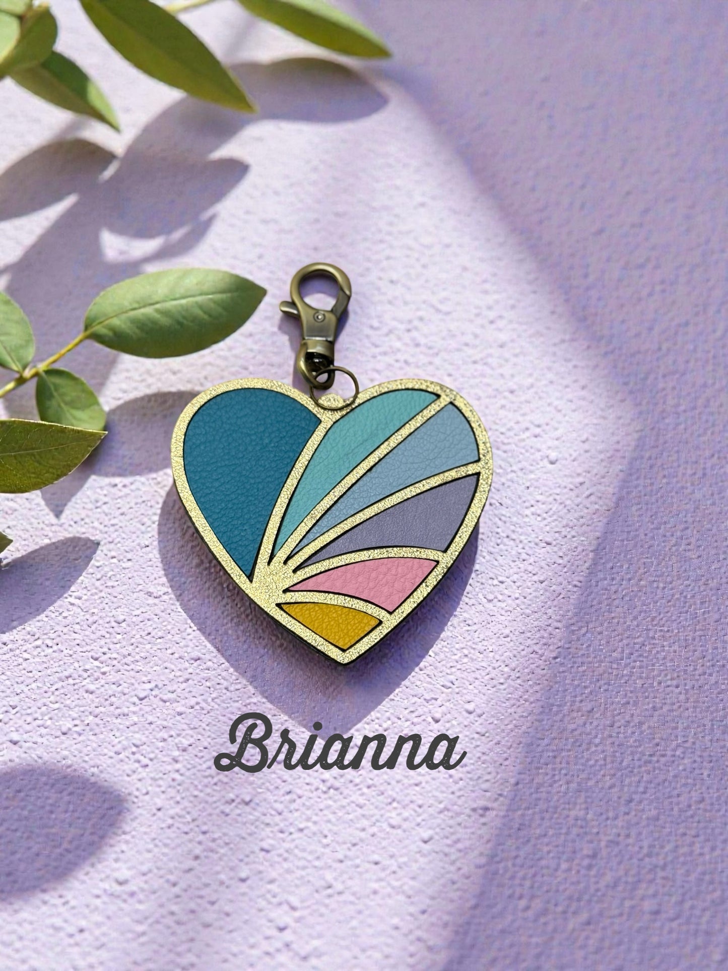 Mosaic Heart Leather Bag Charms