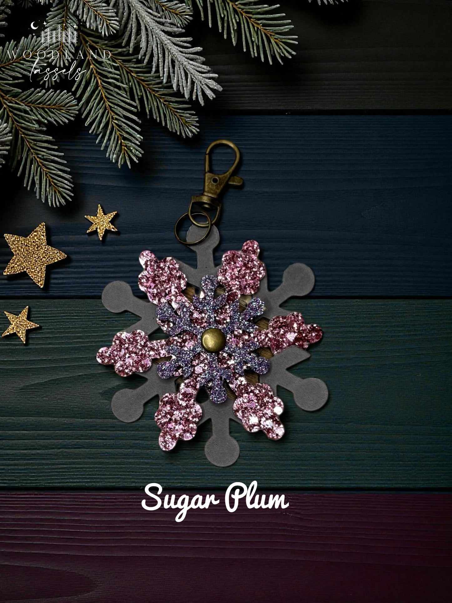 Snowflake Leather Purse Charm