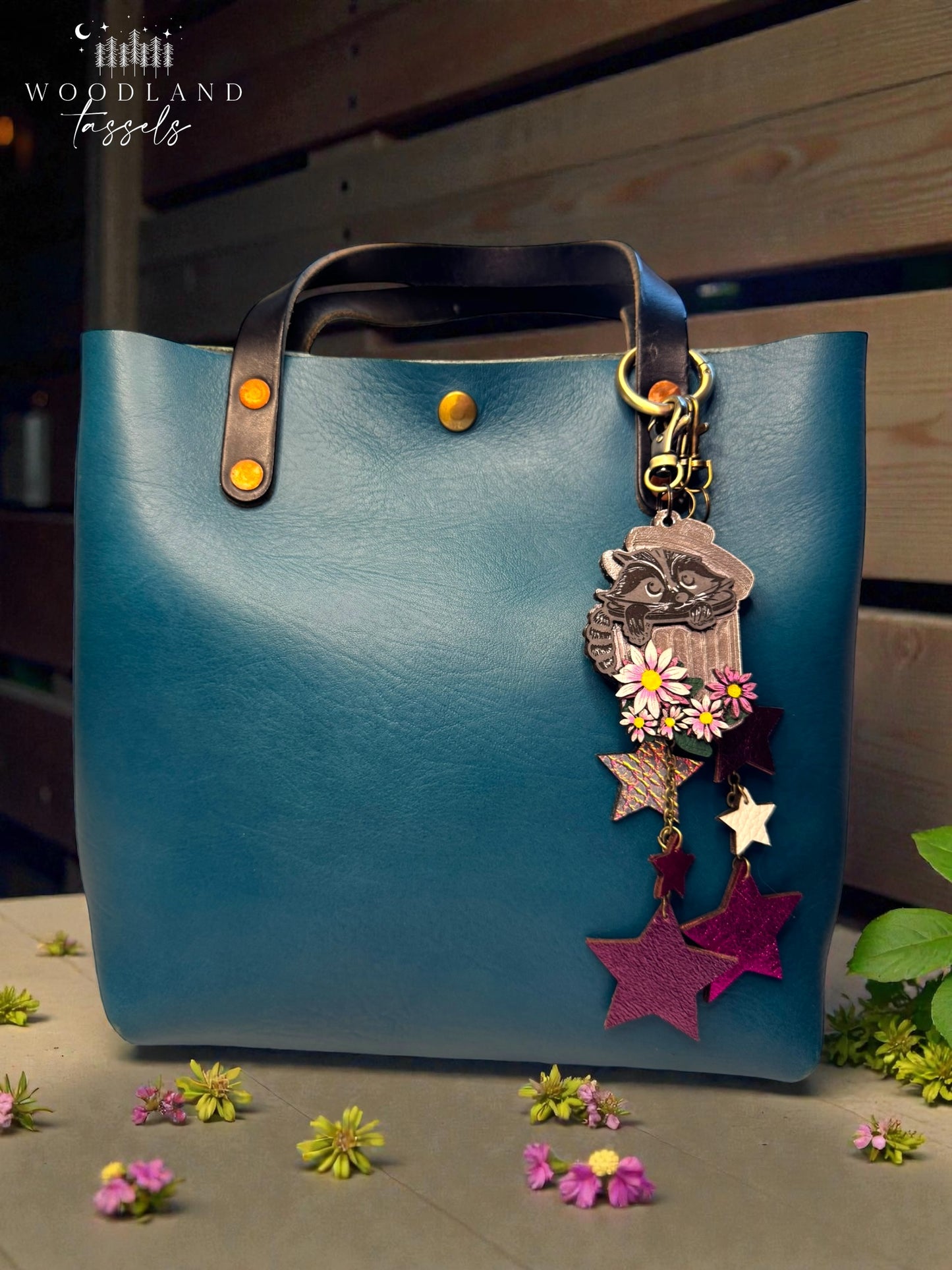 Falling Stars Leather Bag Charm