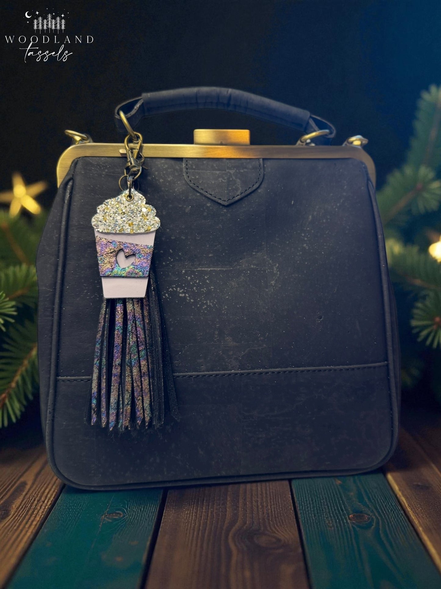 Latte Leather Purse Charm