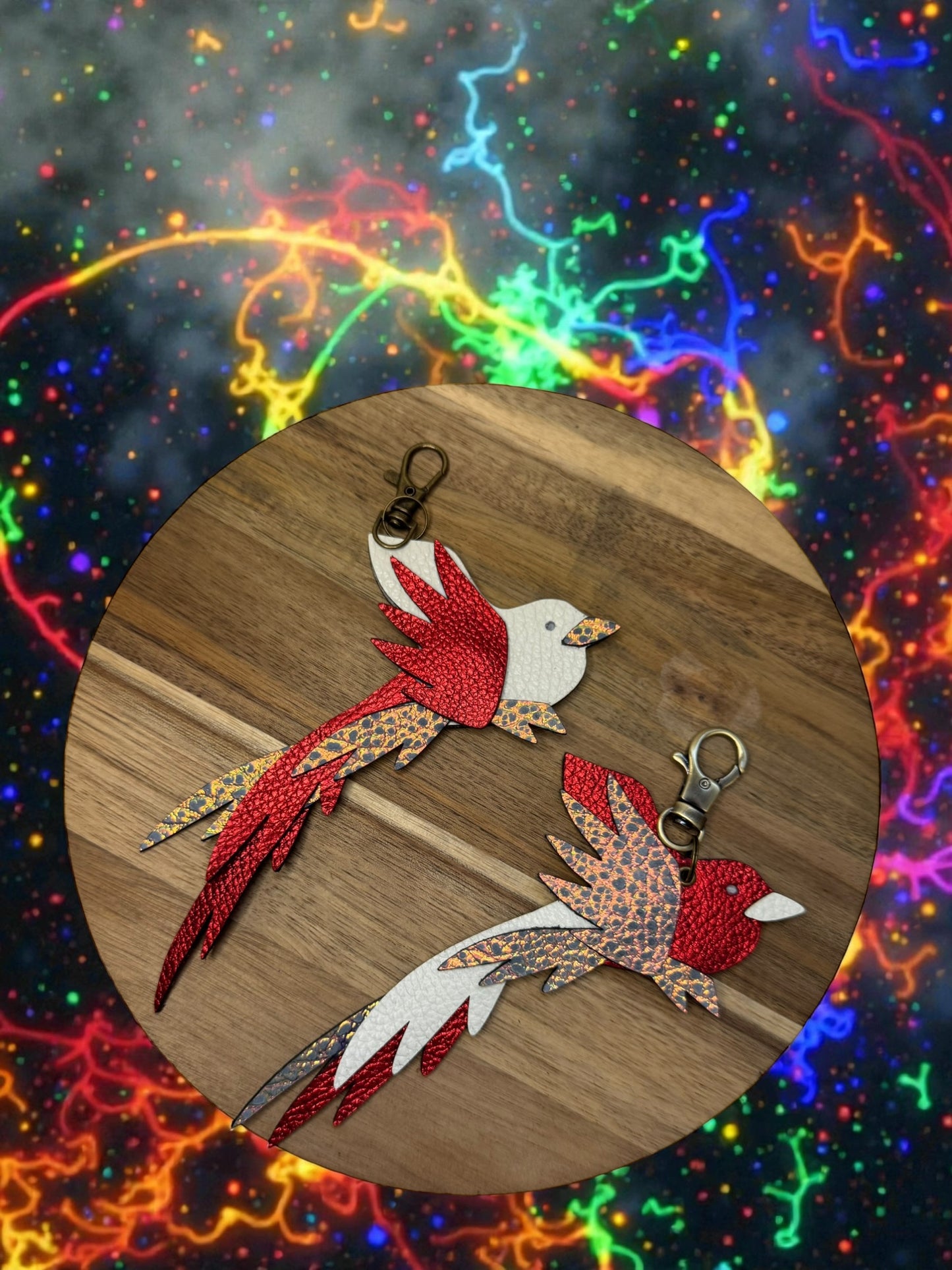 Phoenix Rising Leather Purse Charm
