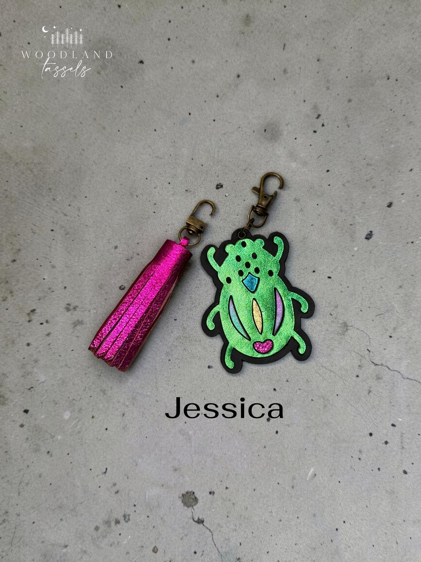 Beetle Leather Bag Charm