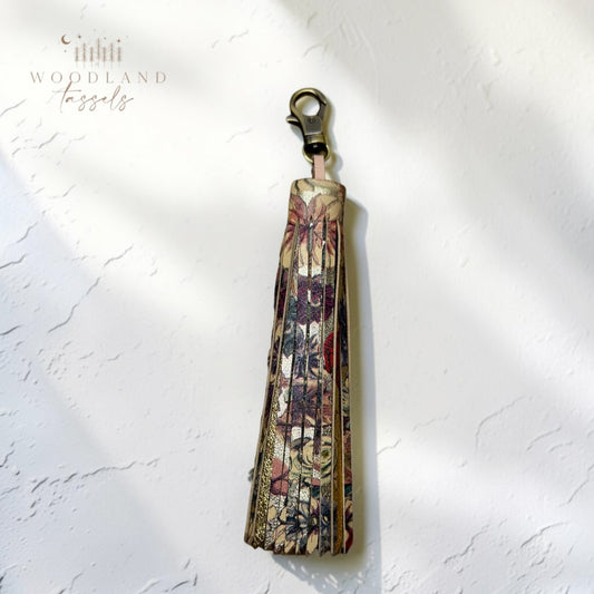 Golden Gardens Leather Tassel | Bag Charm