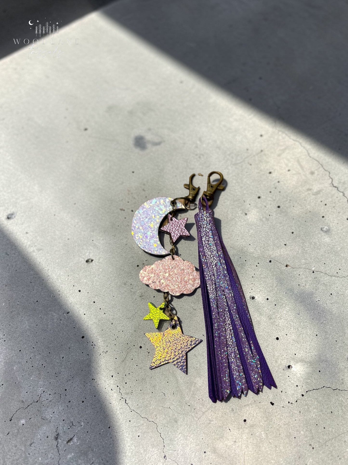 Falling Stars Leather Bag Charm- Twilight