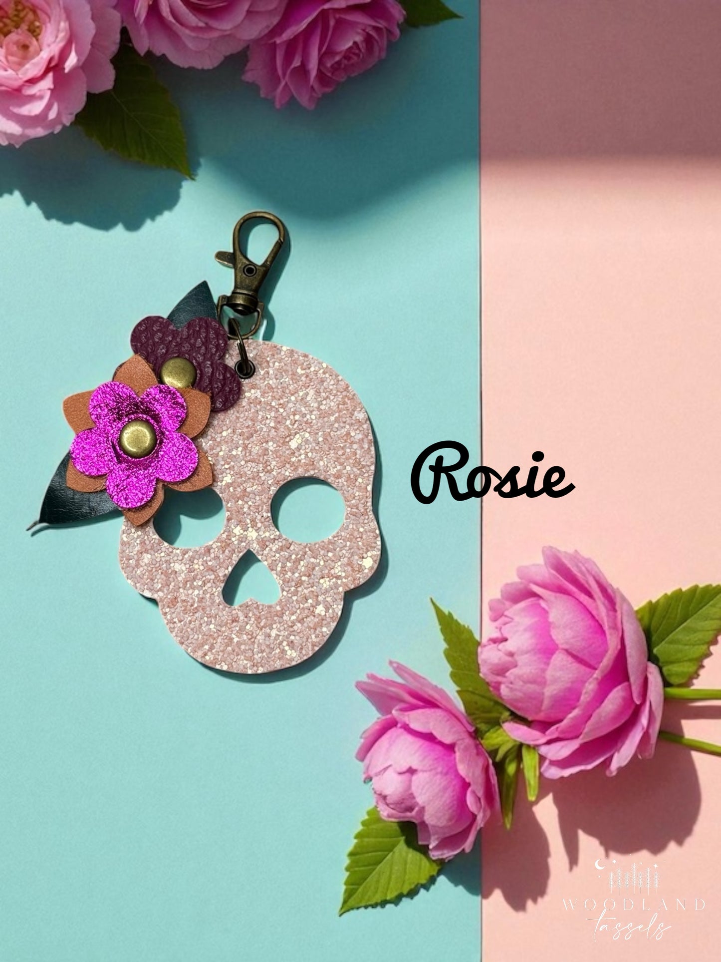 Sugar Skull Leather Purse Charms