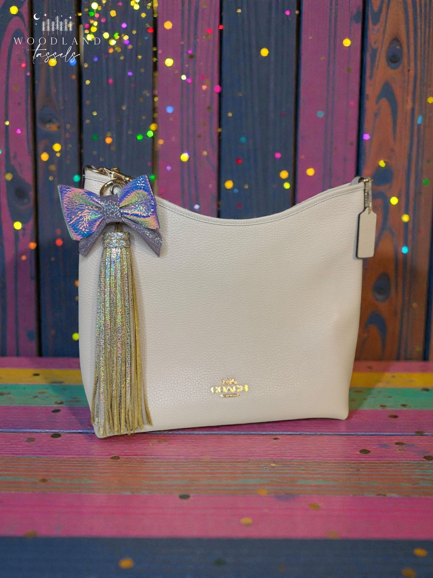 Silver Sparkle Leather Purse Bow